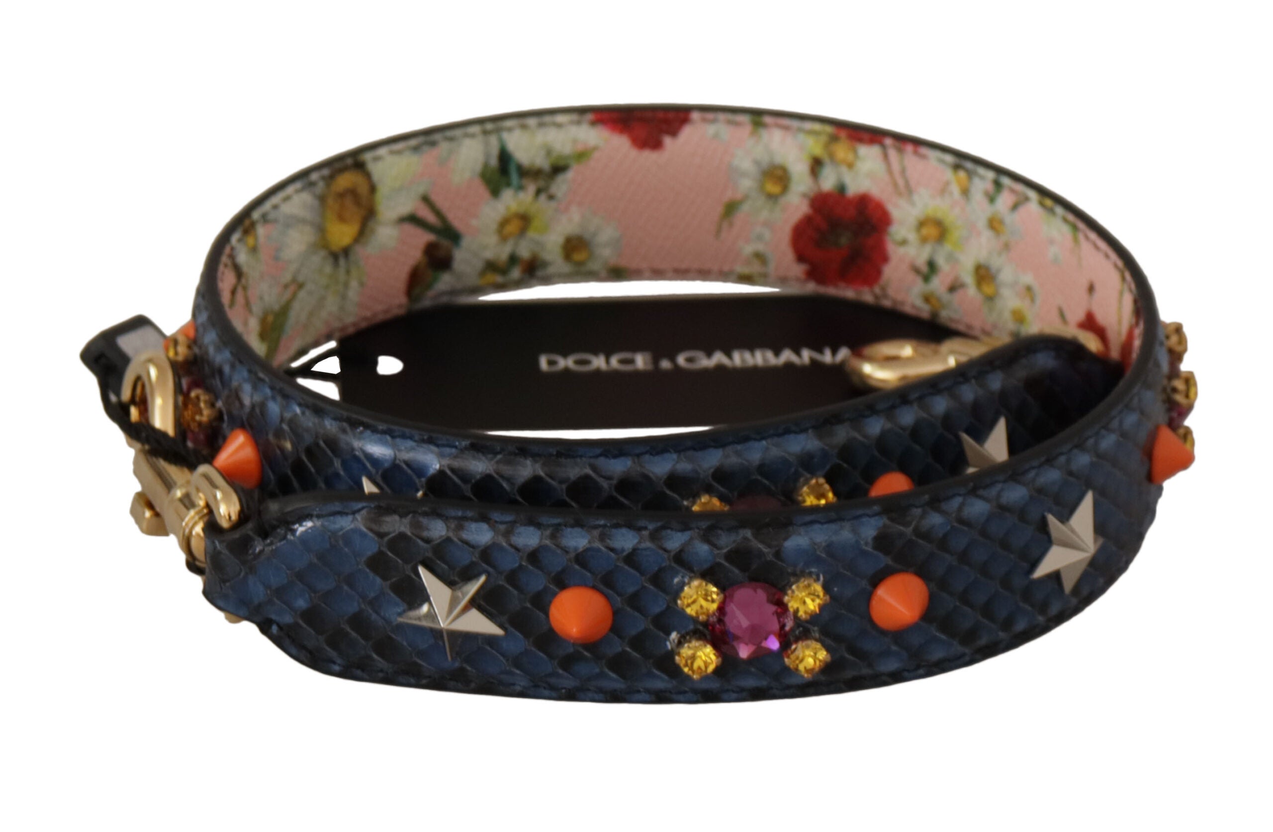 Dolce & Gabbana Eleganter blauer Taschenriemen aus Pythonleder