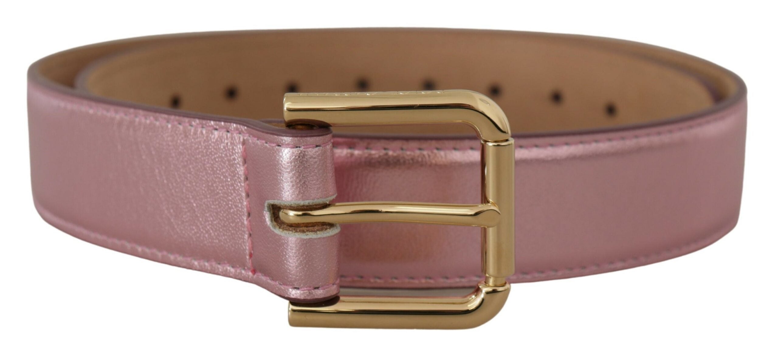 Dolce & Gabbana Eleganter Metallic-Rosa-Ledergürtel