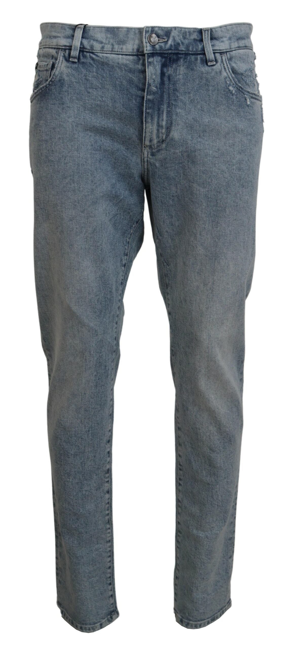 Dolce & Gabbana Elegante Slim-Fit-Hose aus hellblauem Denim