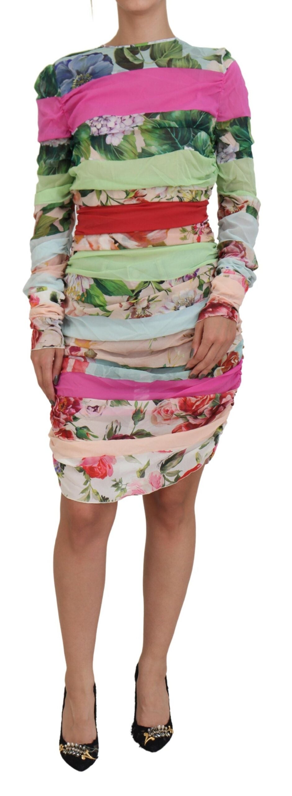 Dolce & Gabbana – Figurbetontes Etuikleid aus Seide mit Blumenmuster