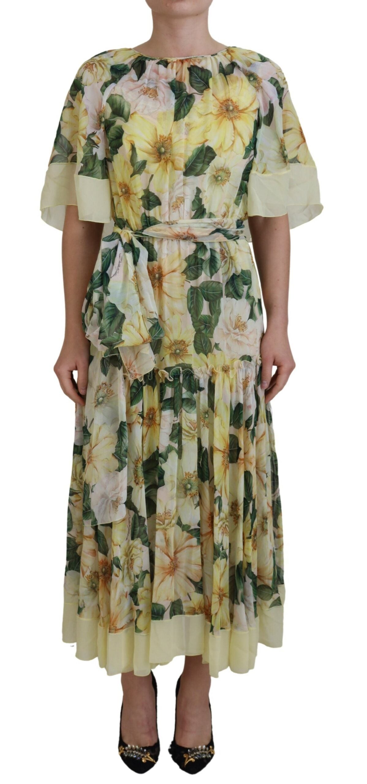 Dolce & Gabbana Elegantes Maxikleid aus Seide mit Blumenmuster