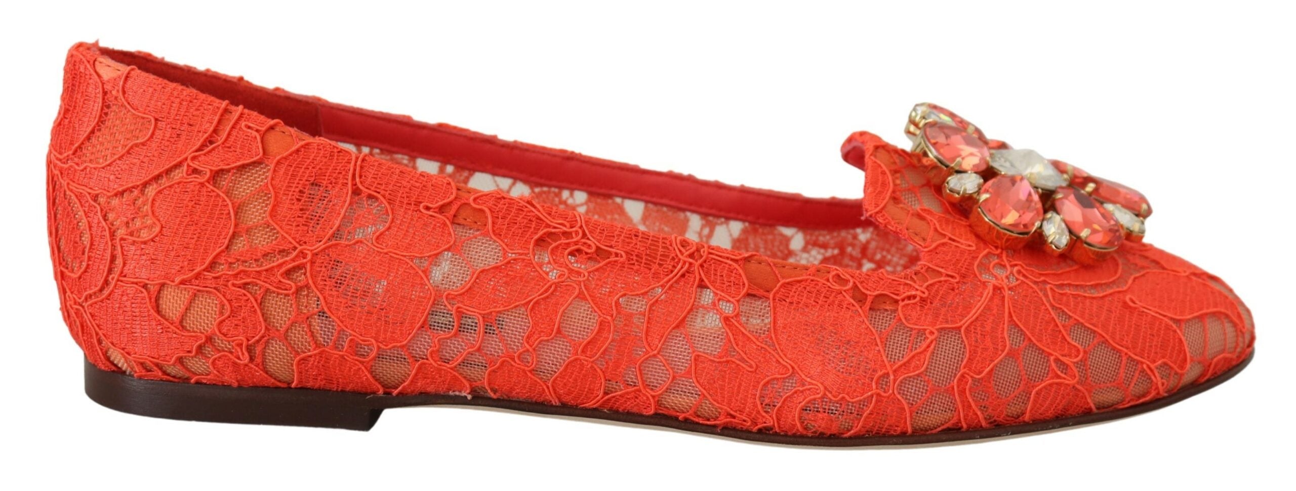 Dolce & Gabbana – Elegante Vally-Ballerinas aus Spitze in Korallenrot