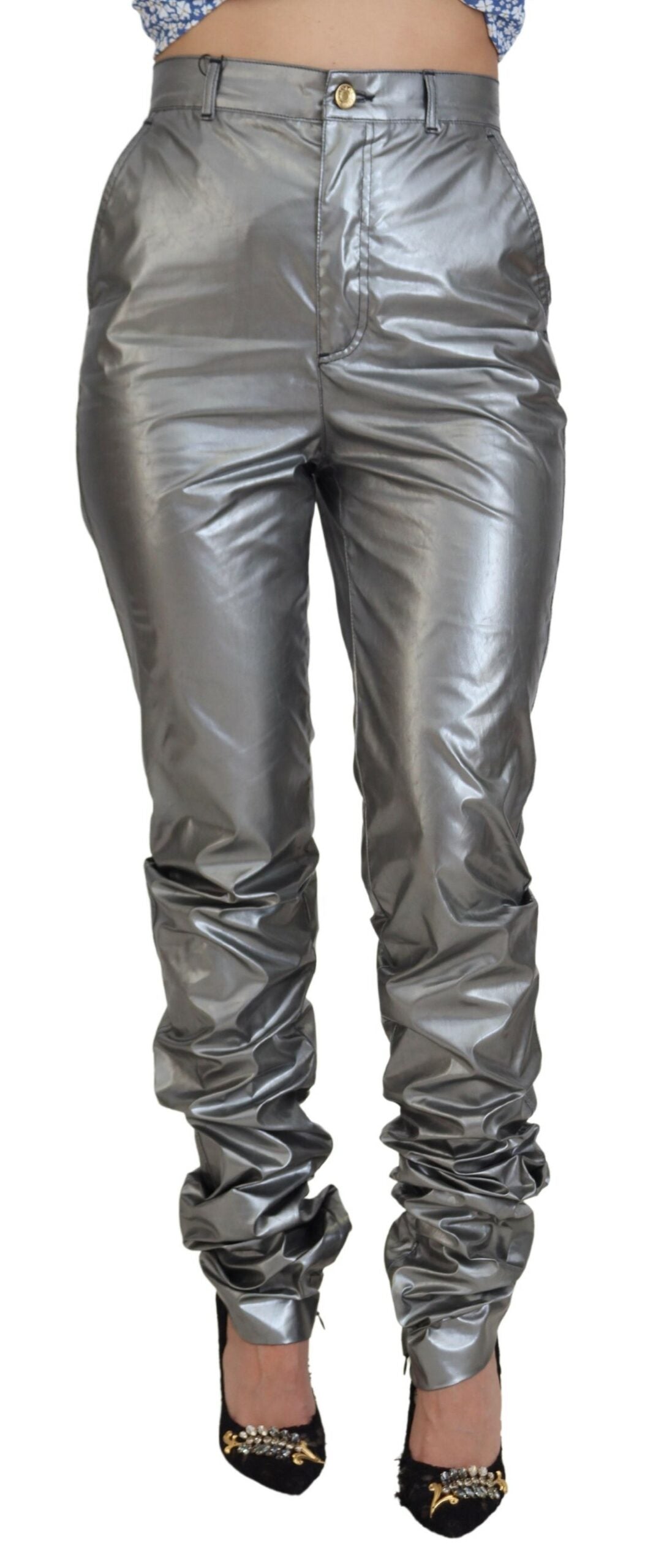 Dolce & Gabbana – Elegante Skinny-Hose mit hoher Taille in Silber