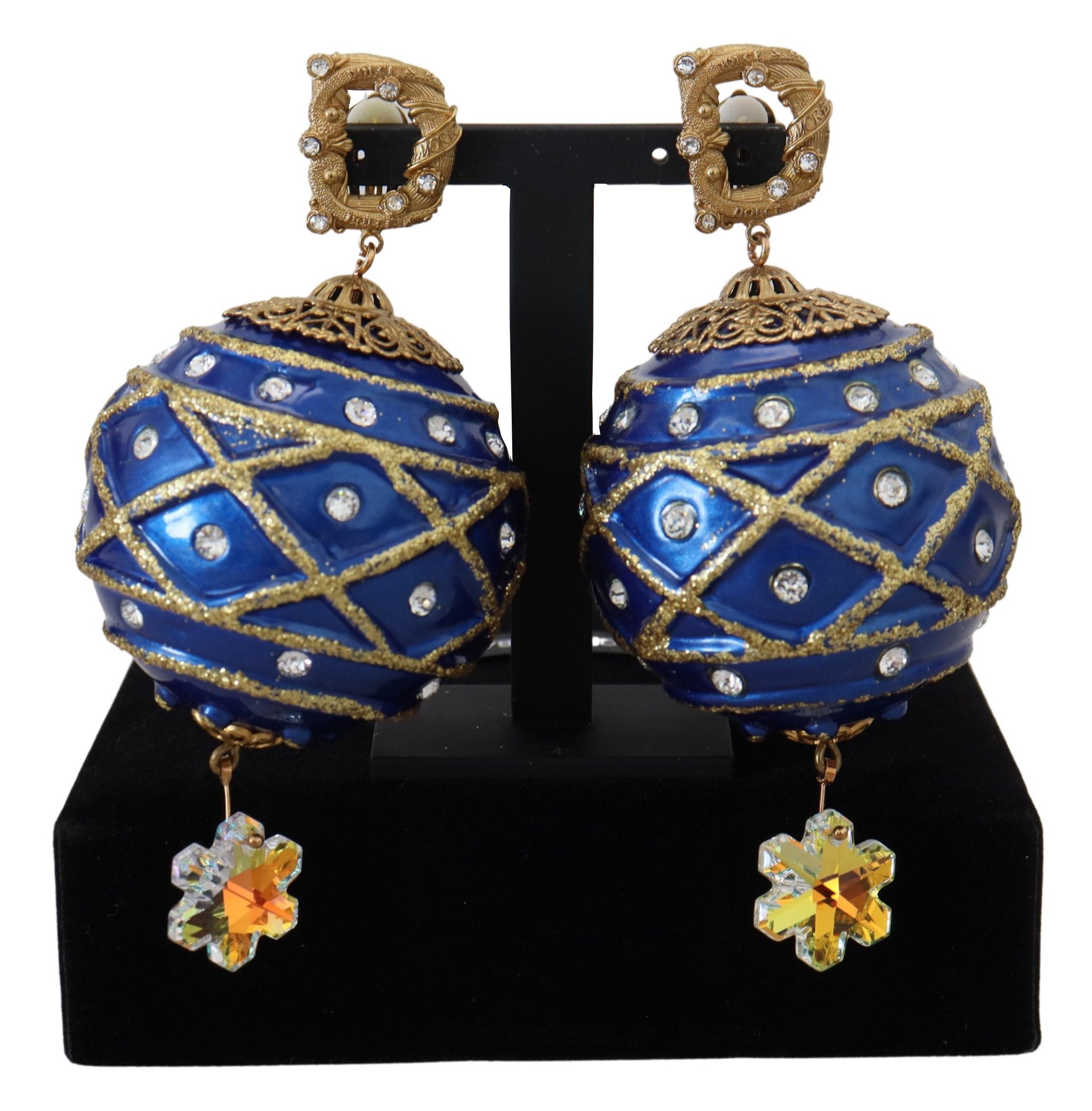 Dolce & Gabbana – Elegante, baumelnde Weihnachtskugel-Ohrringe mit Kristallen