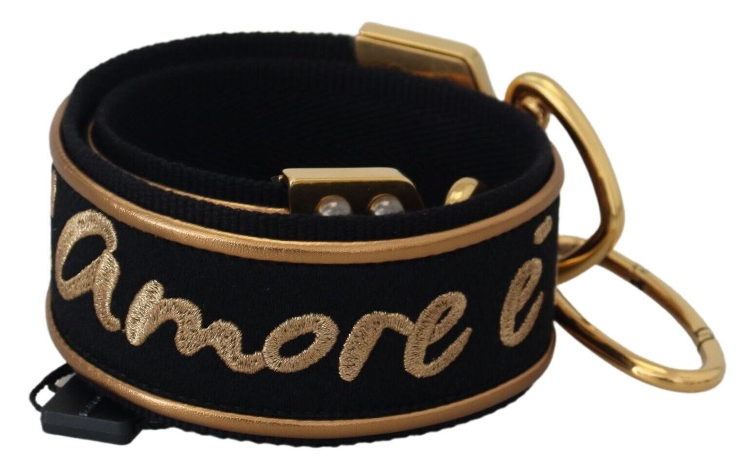 Dolce & Gabbana Eleganter gold-schwarzer Schultertaschengurt