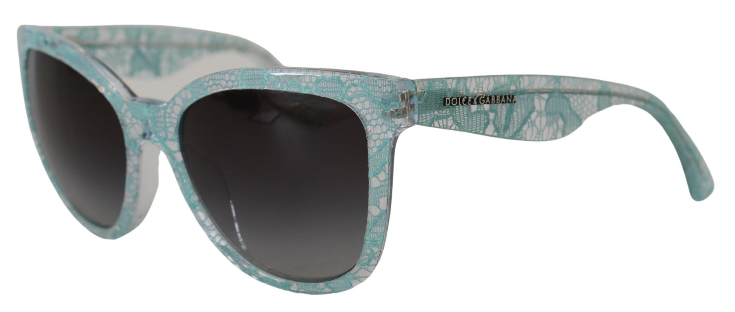 Dolce & Gabbana Blaue DG4190 Schmetterlingssonnenbrille aus Acetat mit Spitze und Kristallen