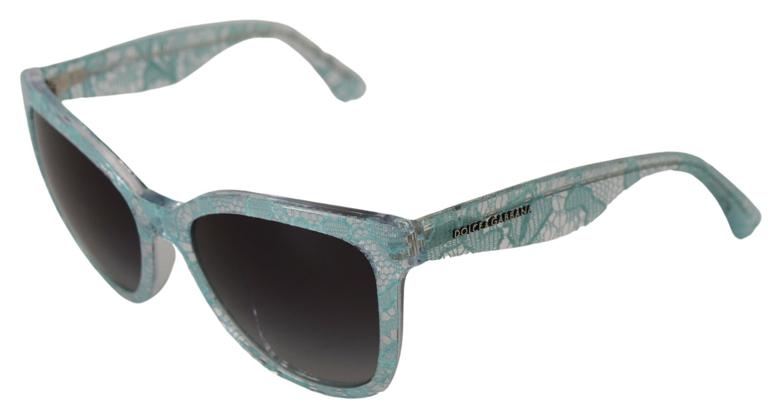 Dolce & Gabbana Blaue DG4190 Schmetterlingssonnenbrille aus Acetat mit Spitze und Kristallen