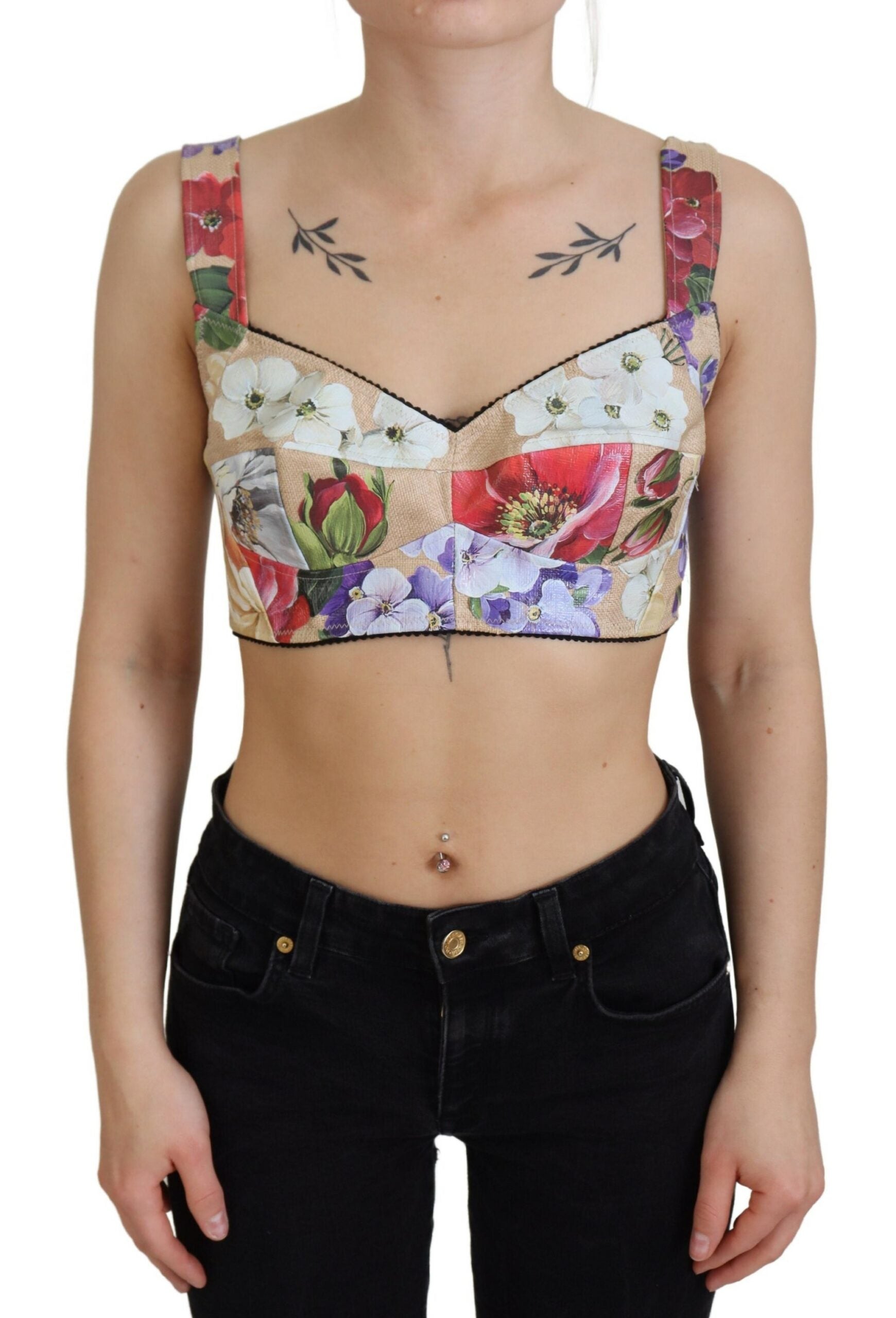 Dolce & Gabbana – Bustier-Crop-Top mit Blumendruck