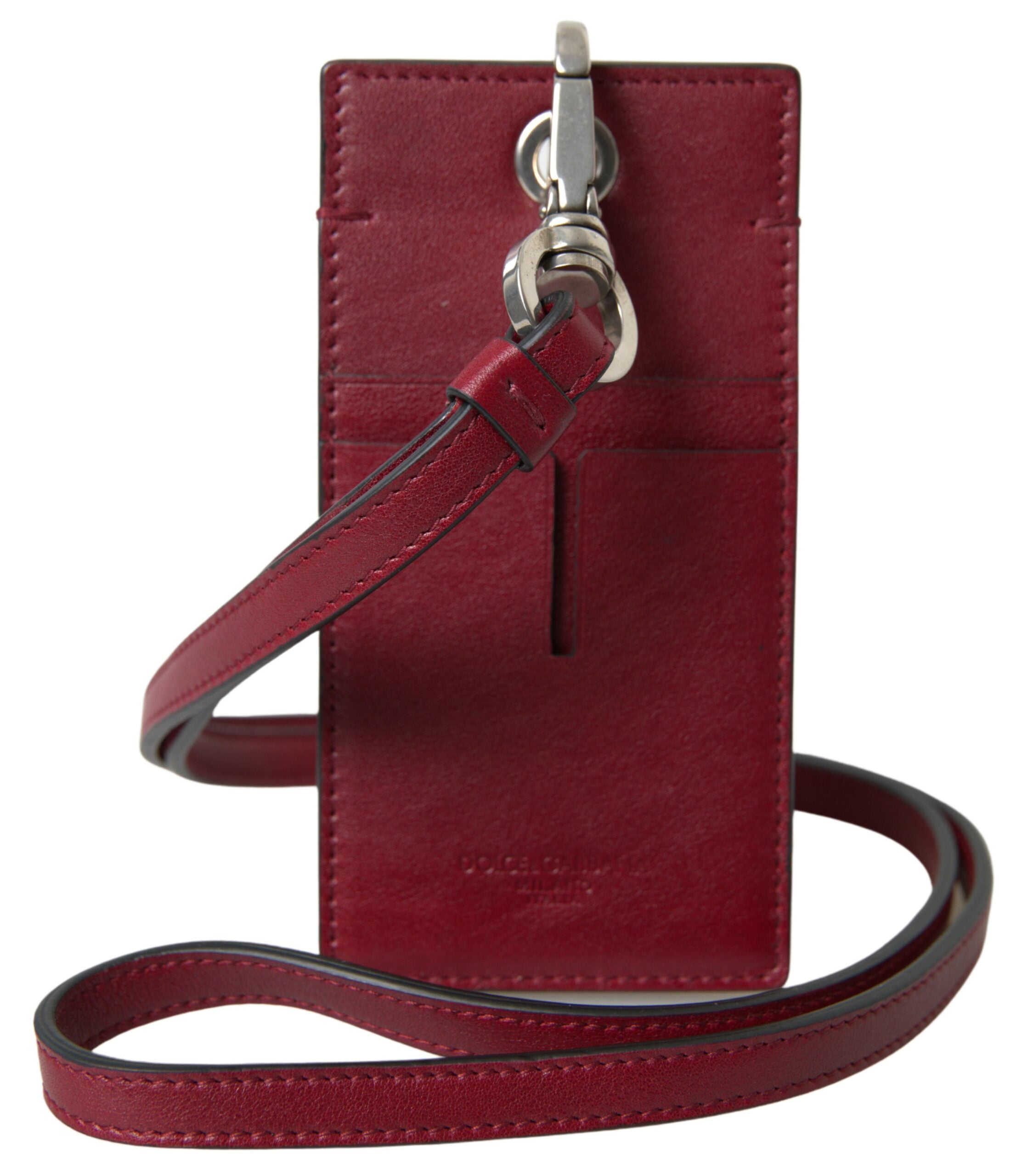Dolce & Gabbana Elegantes Kartenetui aus rotem Leder mit Schlüsselband