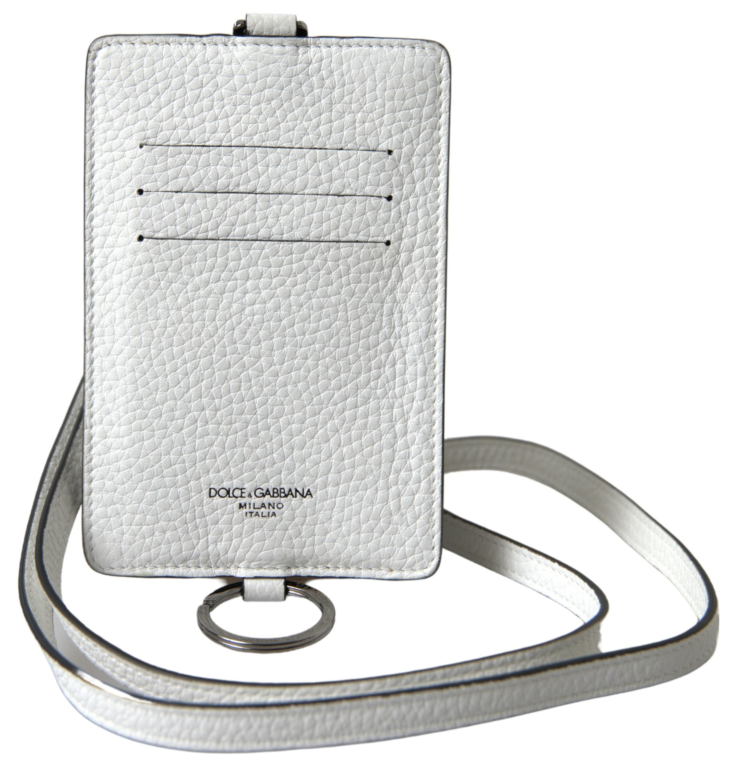 Dolce & Gabbana Elegantes Kartenetui aus weißem Leder
