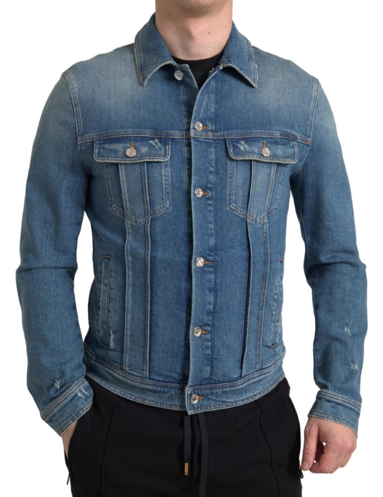 Dolce & Gabbana Elegante blaue Stretch-Jeansjacke