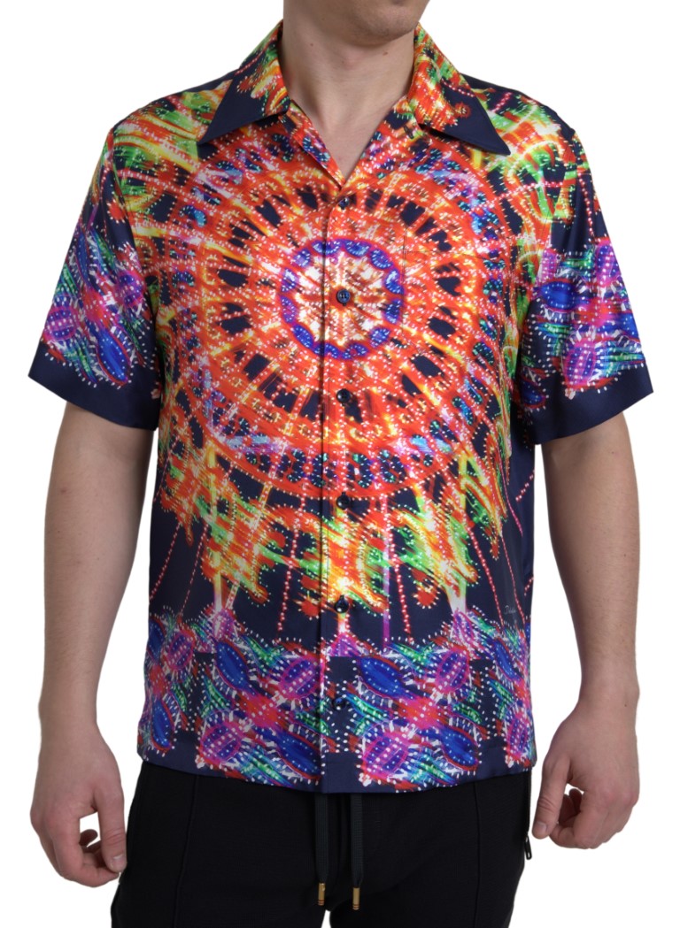 Dolce & Gabbana Mehrfarbiges Button-Down-Freizeithemd aus Seide
