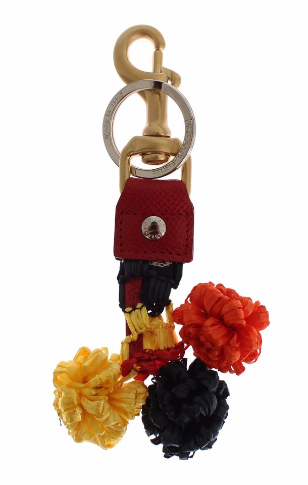 Dolce & Gabbana Chic Mehrfarbiger Schlüsselanhänger aus Raffialeder