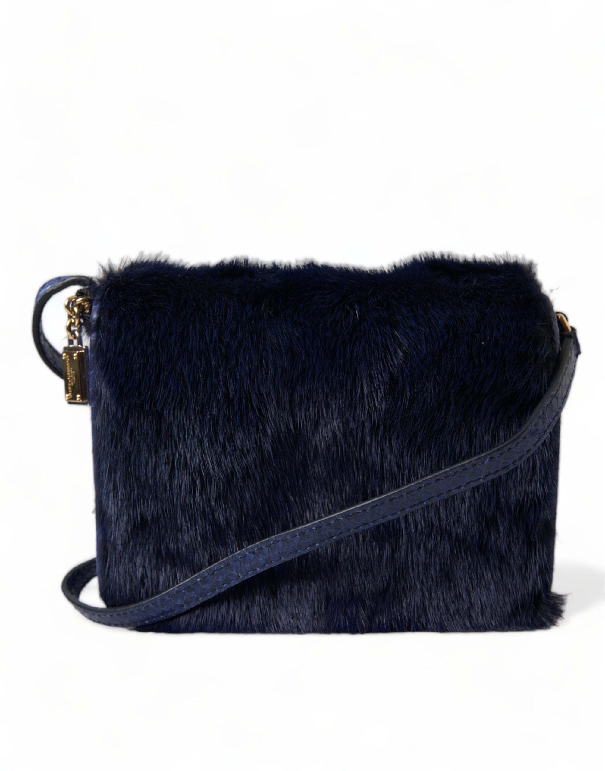 Dolce & Gabbana – Exquisite Schultertasche aus blauem Nerzfell