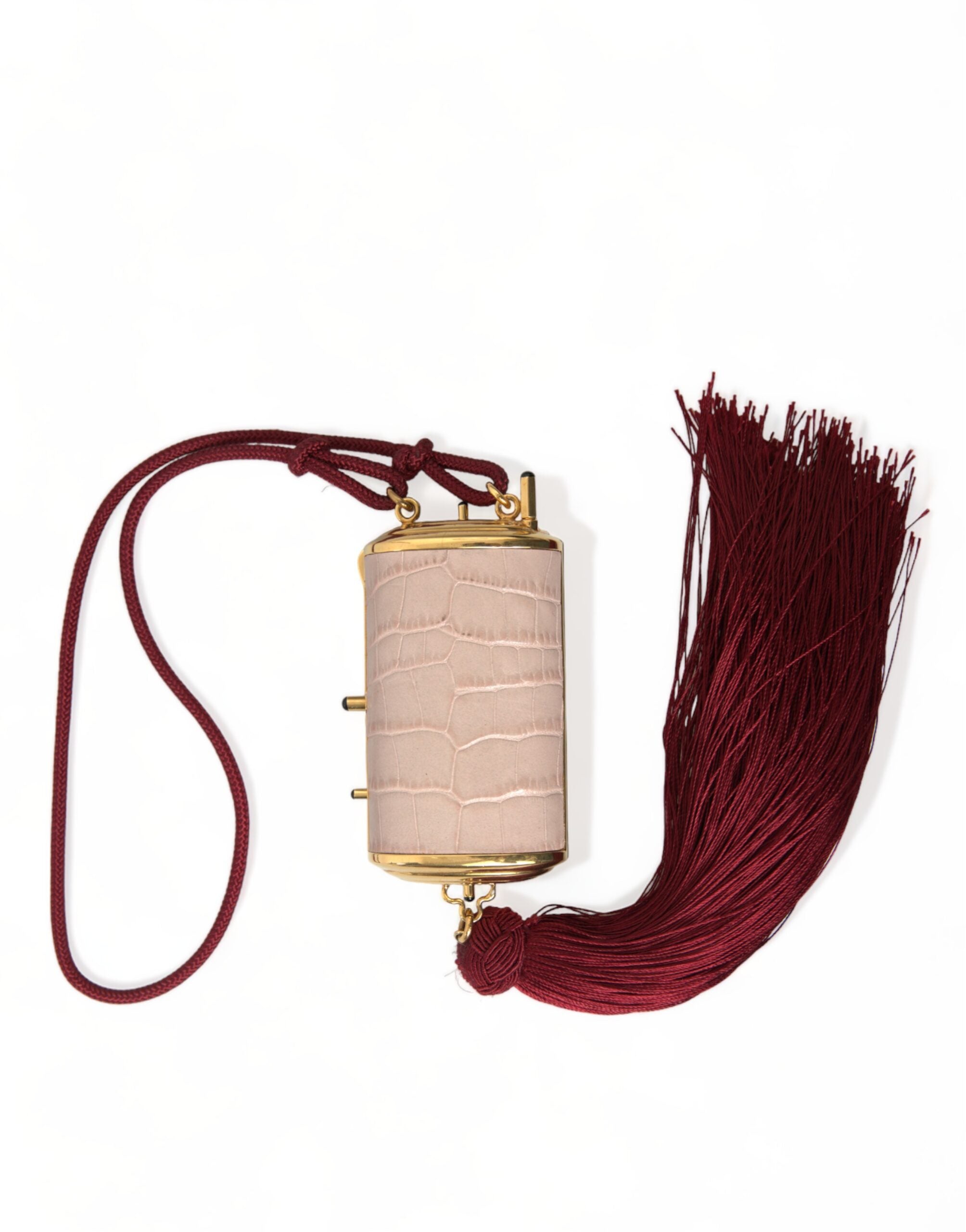 Dolce & Gabbana – Mini-Spiegeltasche aus exotischem rosa Leder mit Quaste