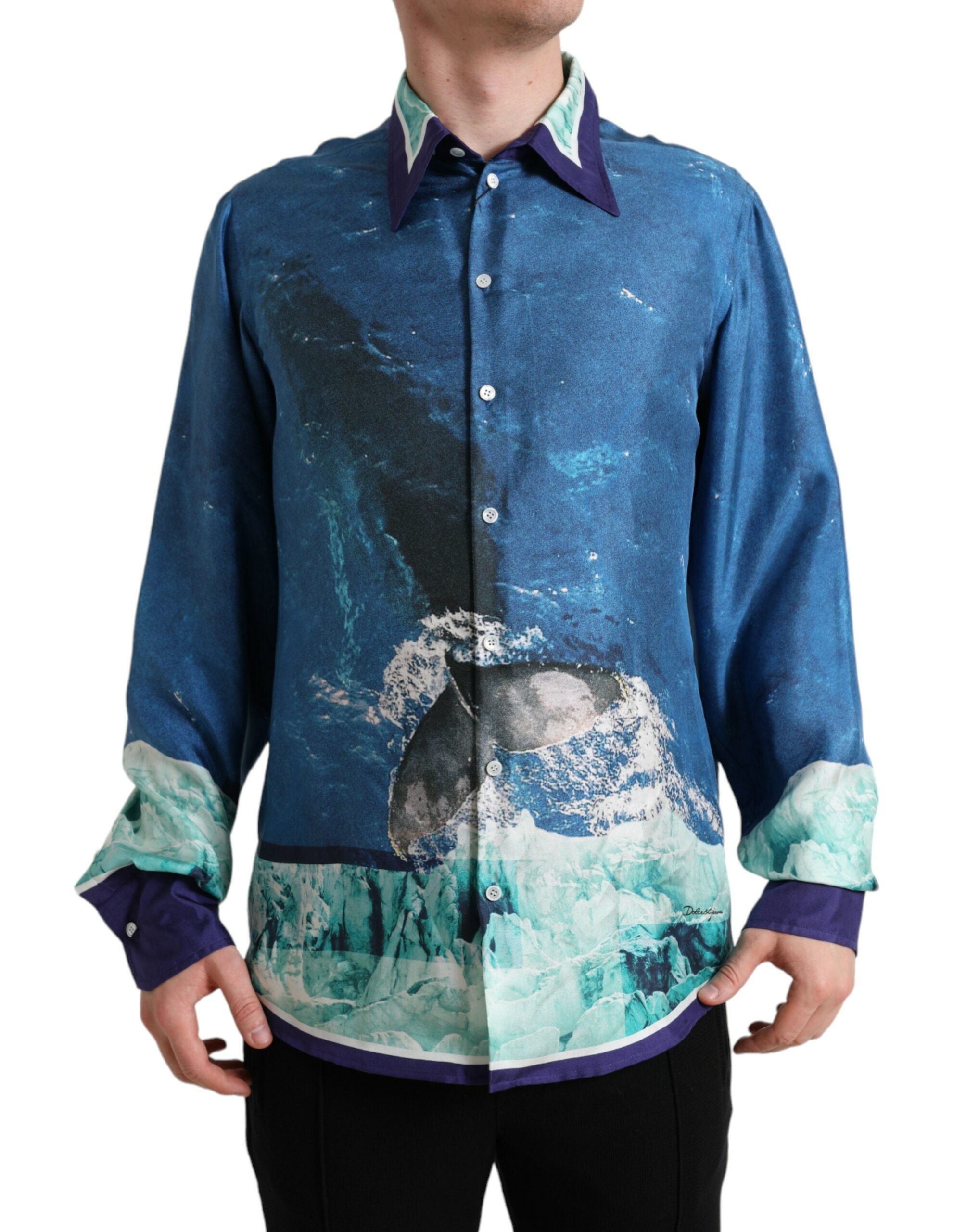 Dolce & Gabbana Elegantes Seidenhemd mit Ozean-Print