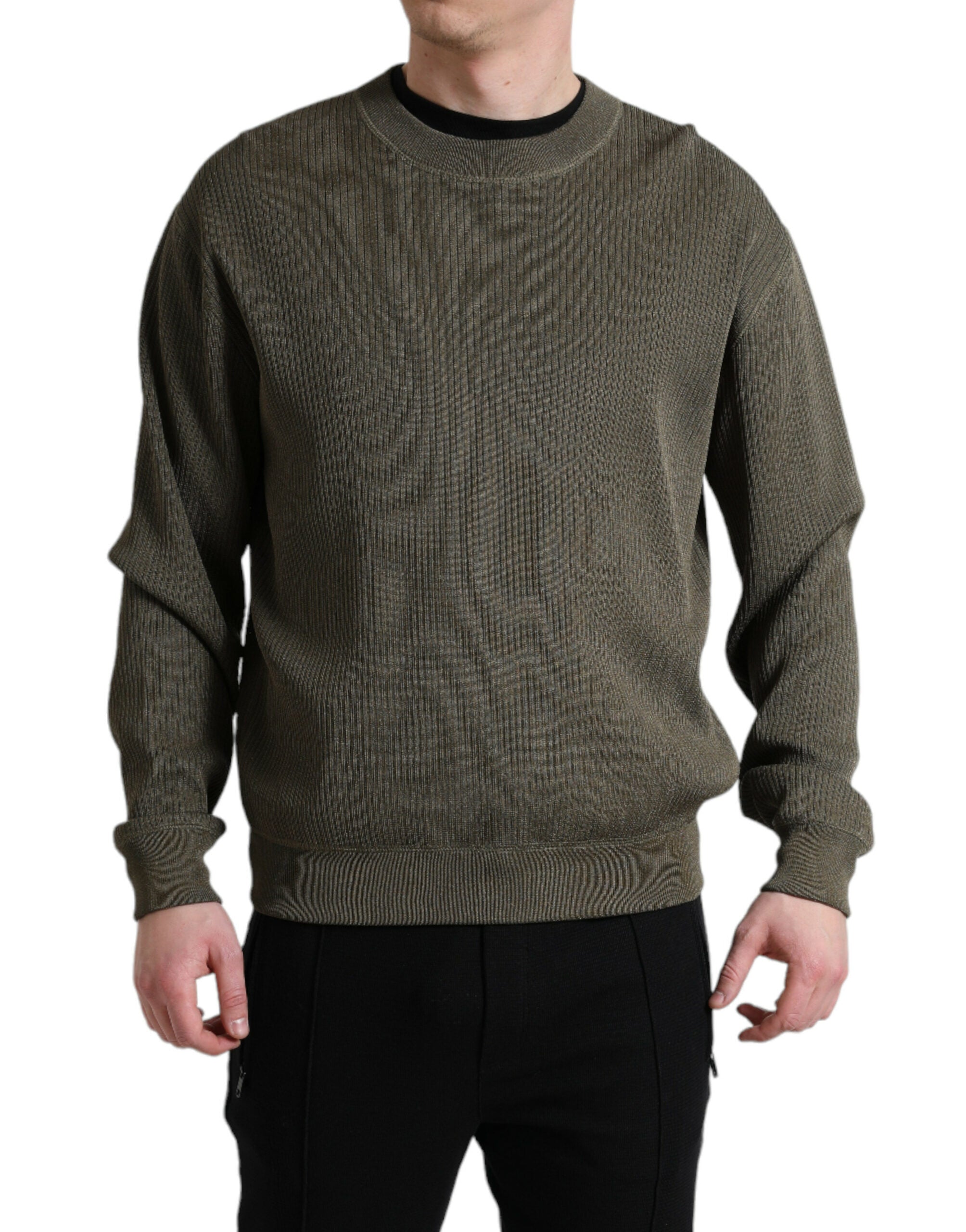 Dolce & Gabbana Eleganter grüner Pullover mit Rundhalsausschnitt