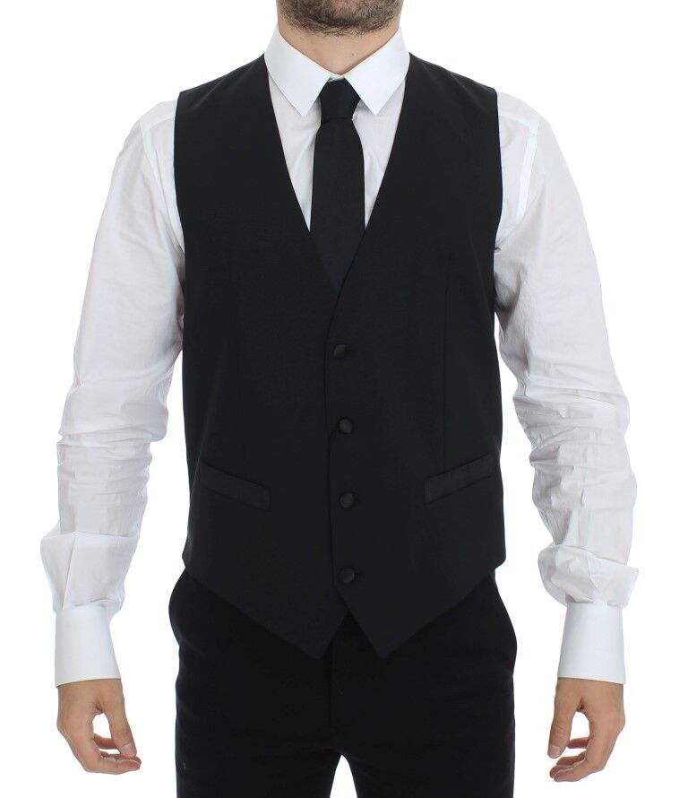 Dolce & Gabbana Elegante schwarze Weste aus Seide und Wolle