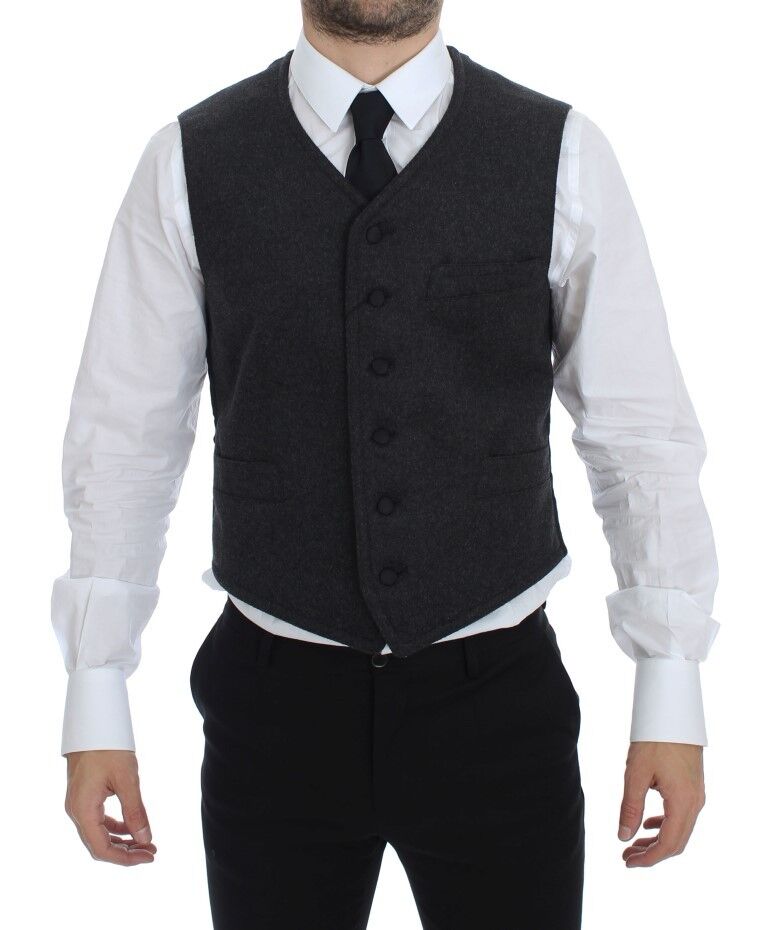 Dolce & Gabbana Elegante Weste aus grauer Wollmischung