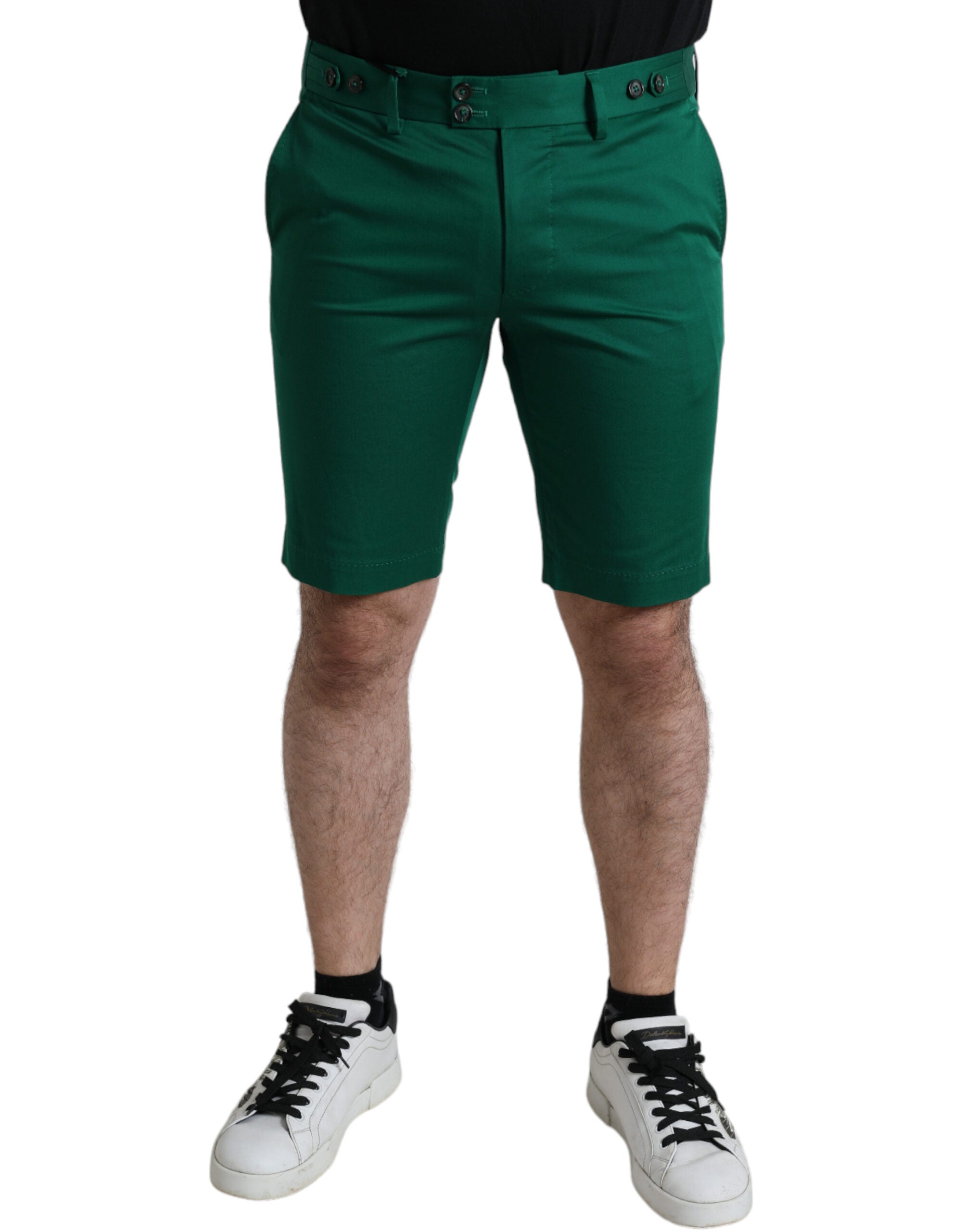Dolce & Gabbana Elegante dunkelgrüne Bermudashorts aus Baumwolle