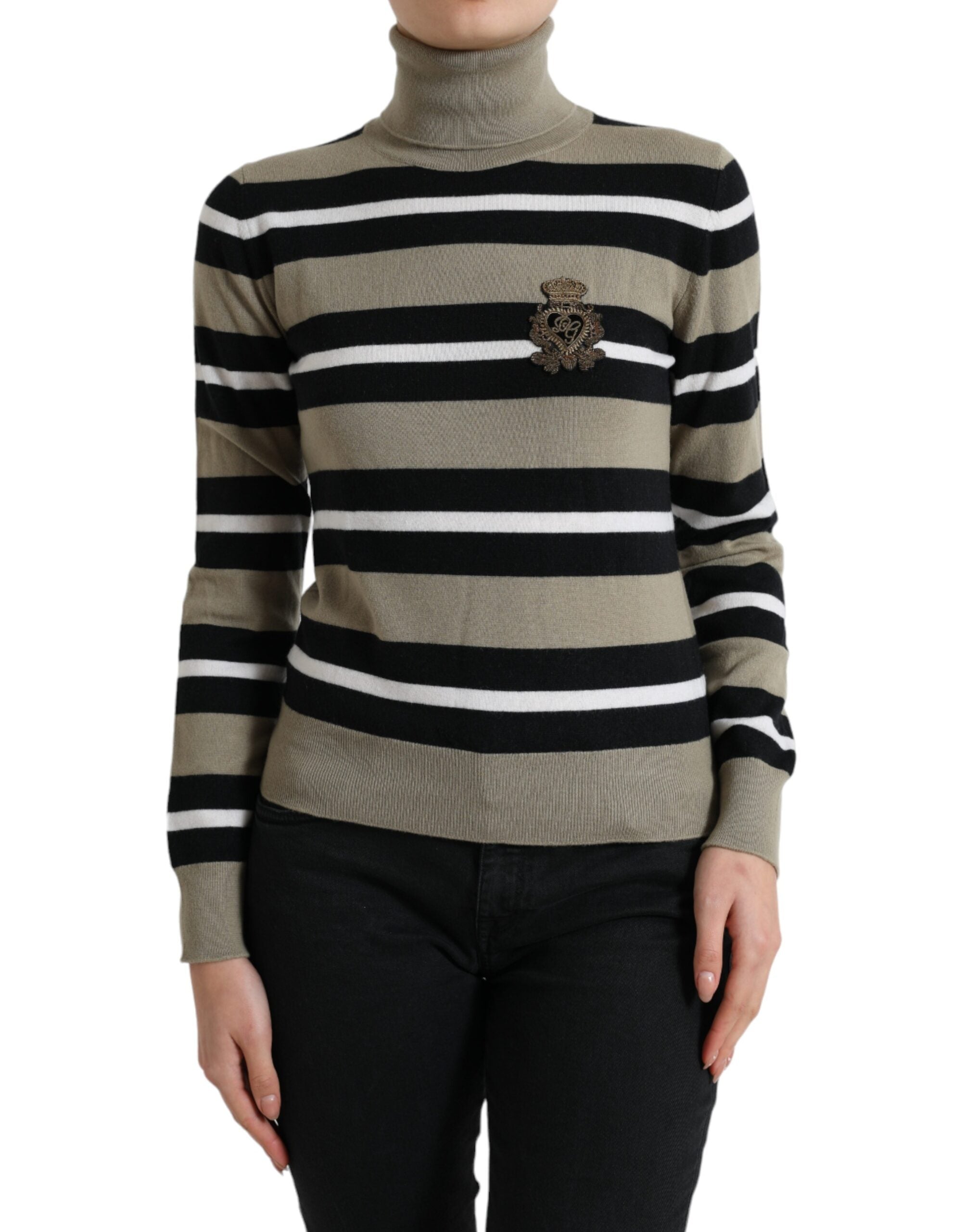 Dolce & Gabbana Mehrfarbig gestreifter Rollkragenpullover aus Wolle