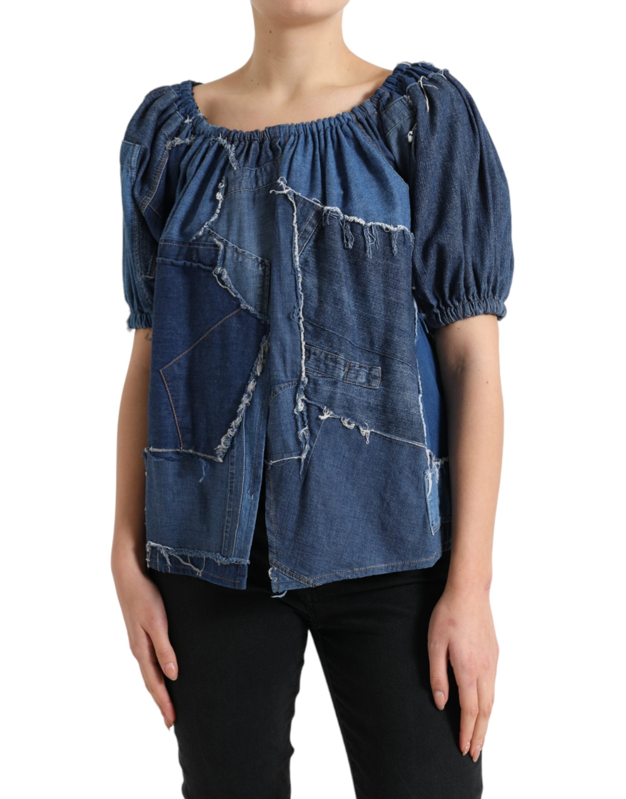 Dolce & Gabbana Elegantes Baumwoll-Jeans-Bluse-Top