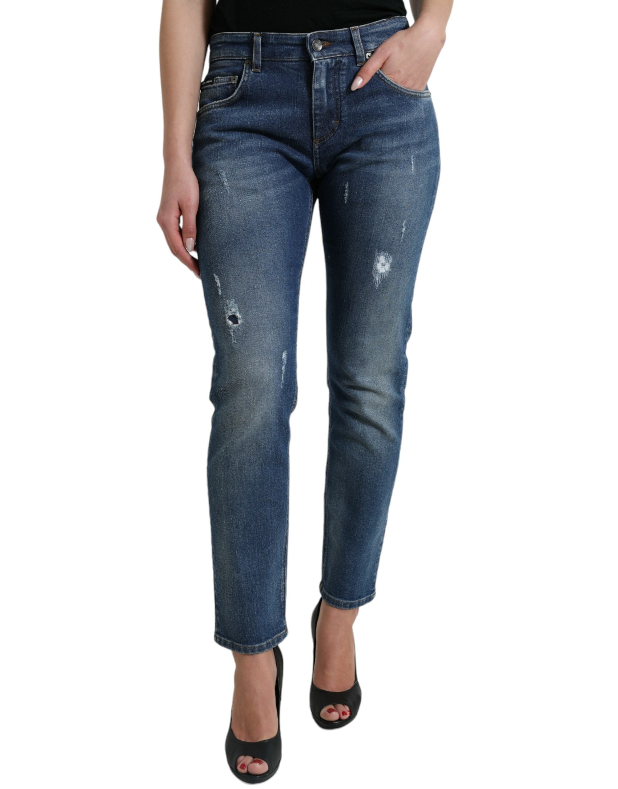 Dolce & Gabbana – Schicke Boyfriend-Stretchjeans mit mittlerer Taille