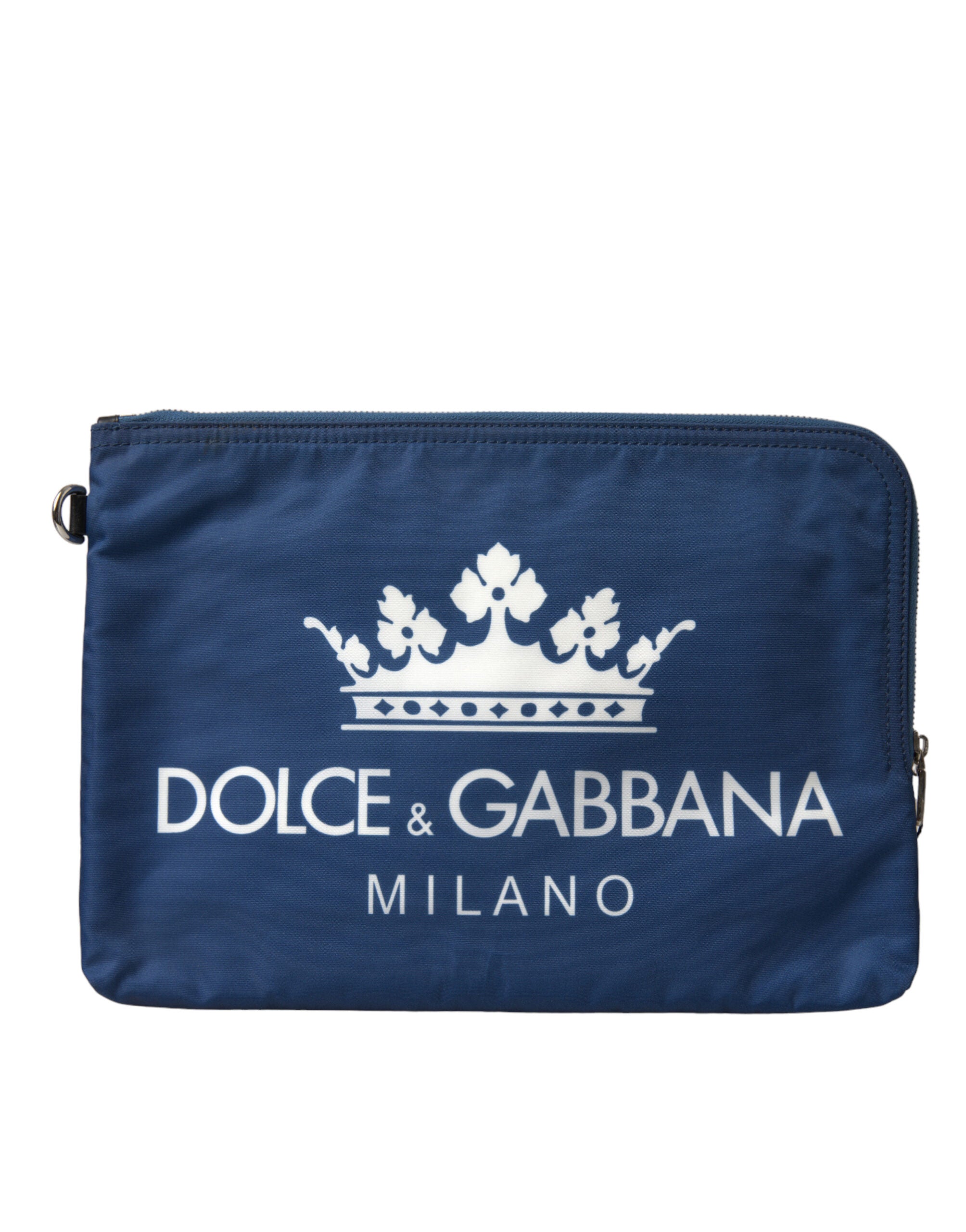 Dolce & Gabbana Elegante blaue Nylon-Clutch mit Reißverschluss
