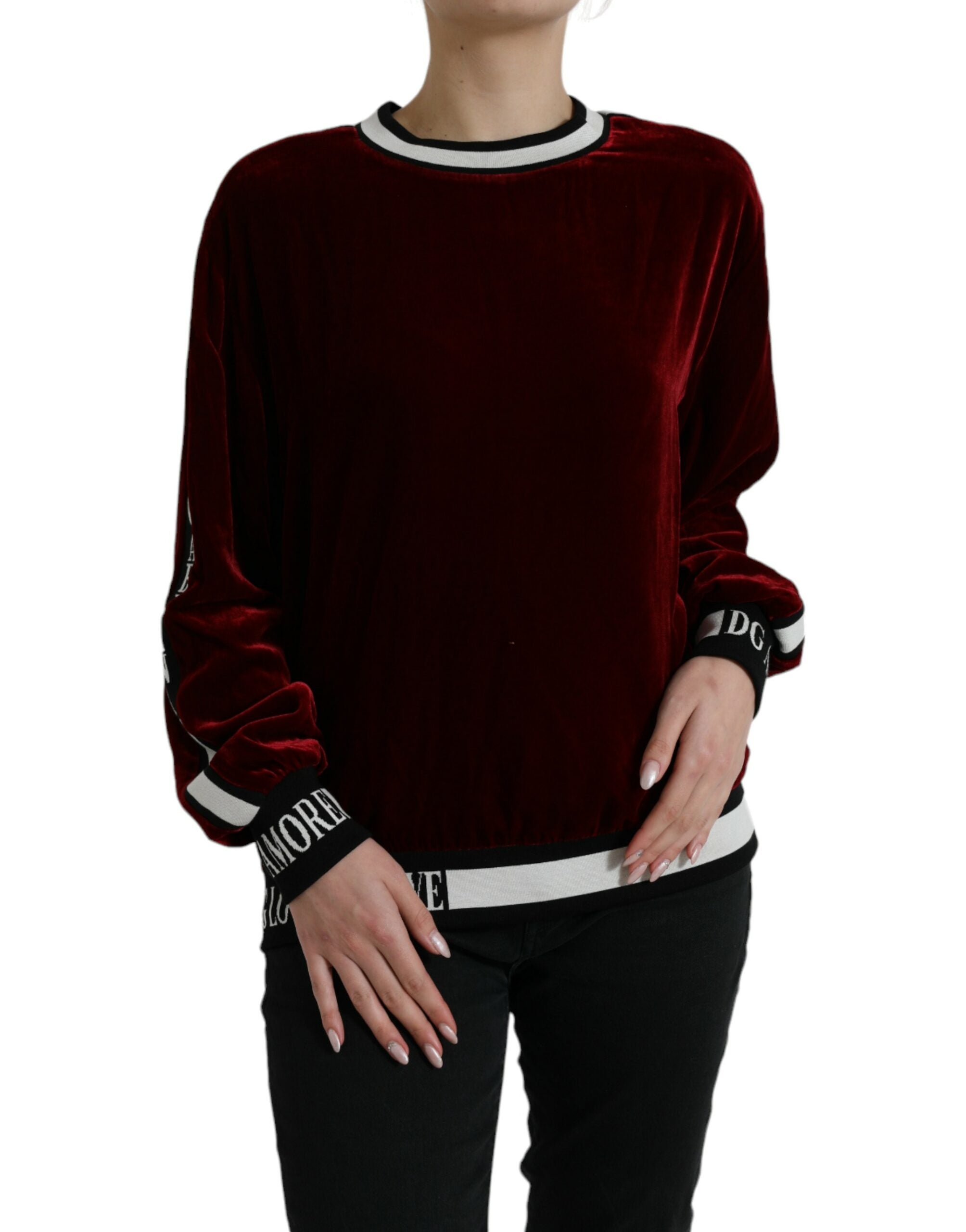 Dolce & Gabbana Eleganter Pullover aus burgunderroter Seidenmischung