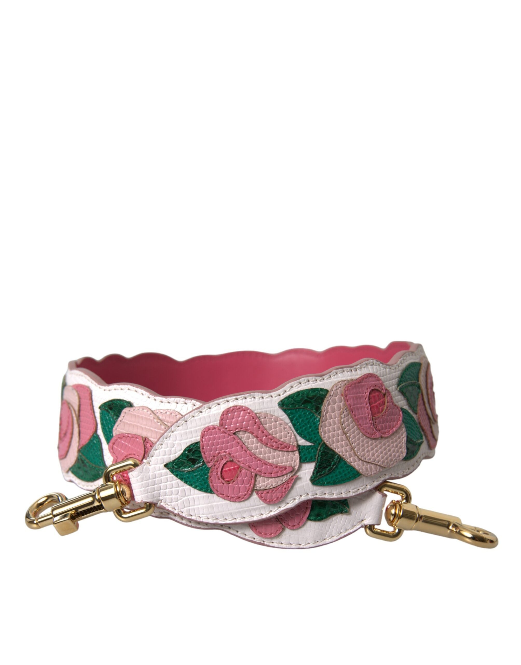 Dolce & Gabbana – Schultergurt aus weißem Leder mit Blumenmuster