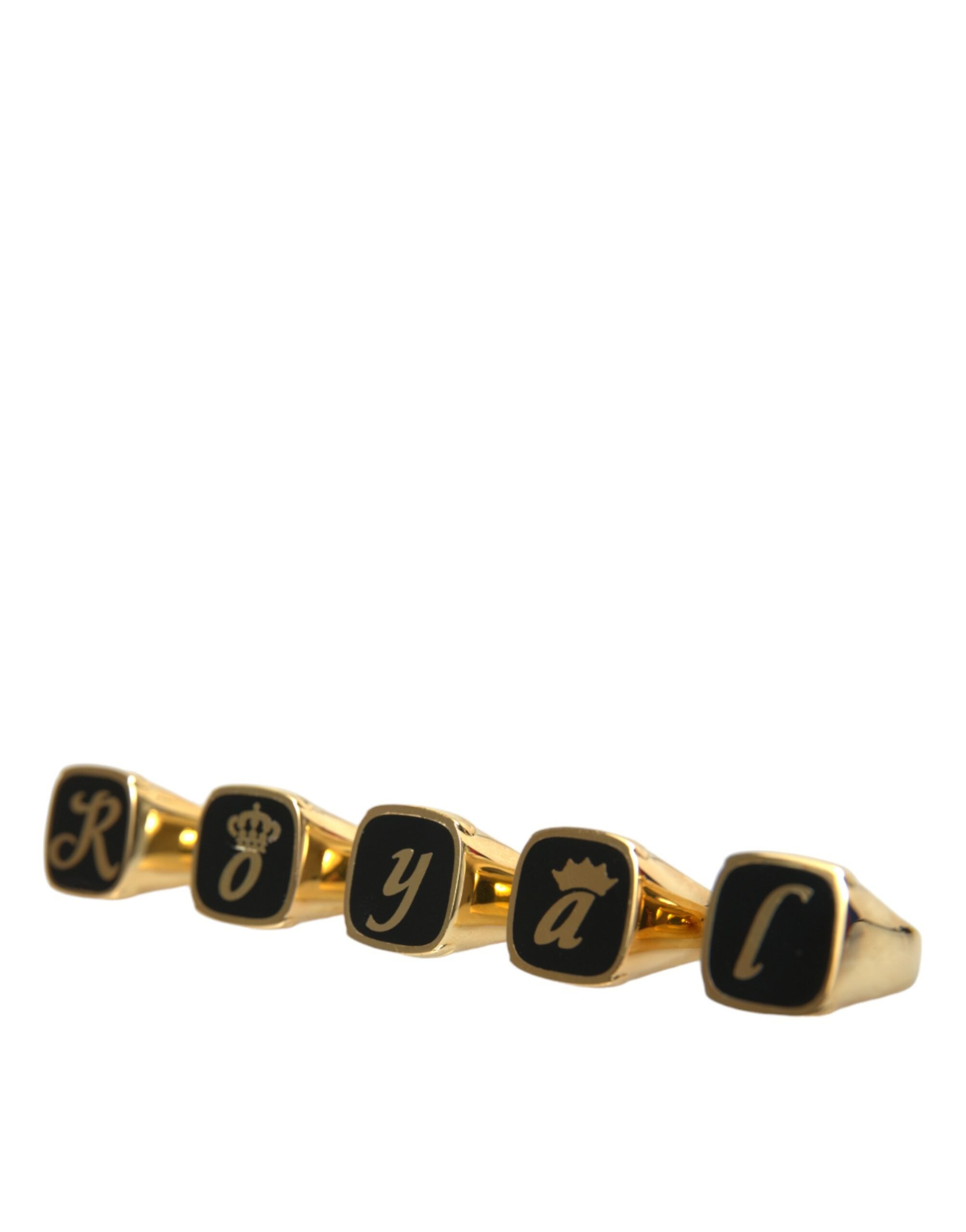 Dolce & Gabbana Goldmessing ROYAL Emaille Set mit 5 Ringen
