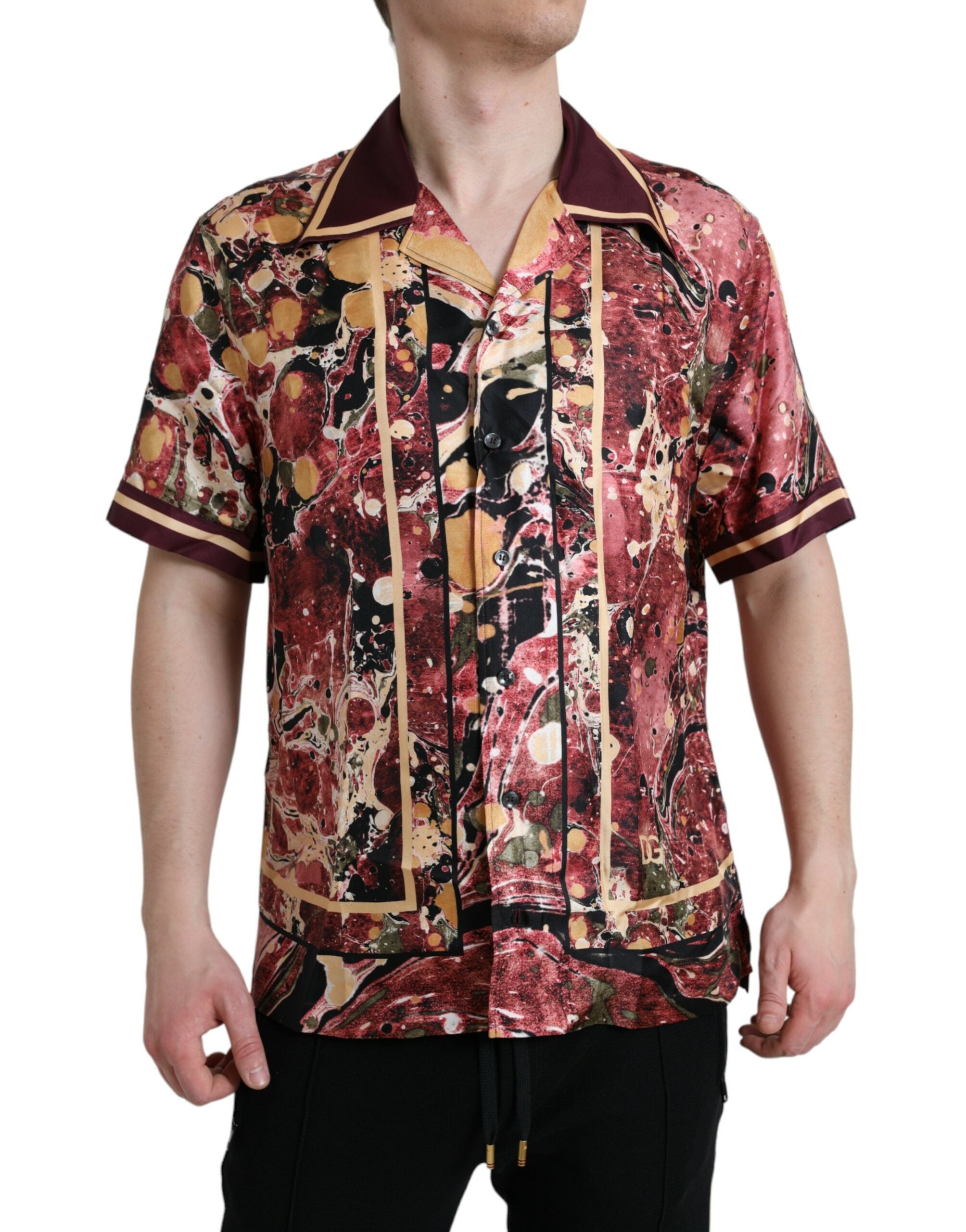 Dolce & Gabbana Mehrfarbiges Button-Down-Seidenhemd
