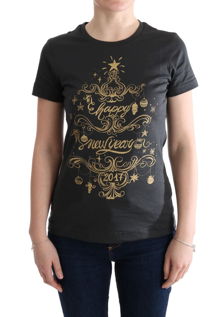 Dolce & Gabbana Elegantes graues Baumwoll-T-Shirt mit exklusivem Print