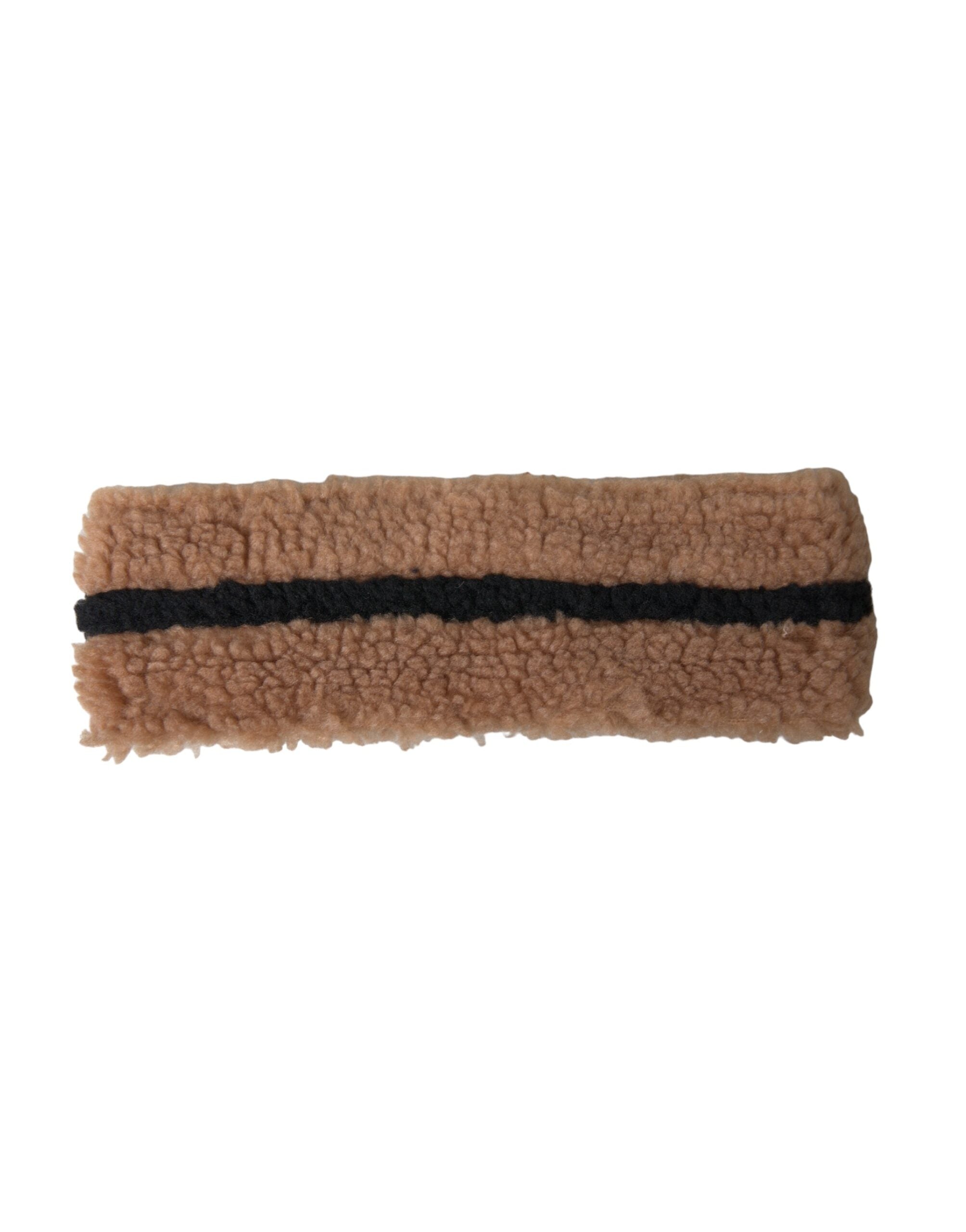 Dolce & Gabbana Braun Schwarz Fleece Wolle Stirnband Hut Herren