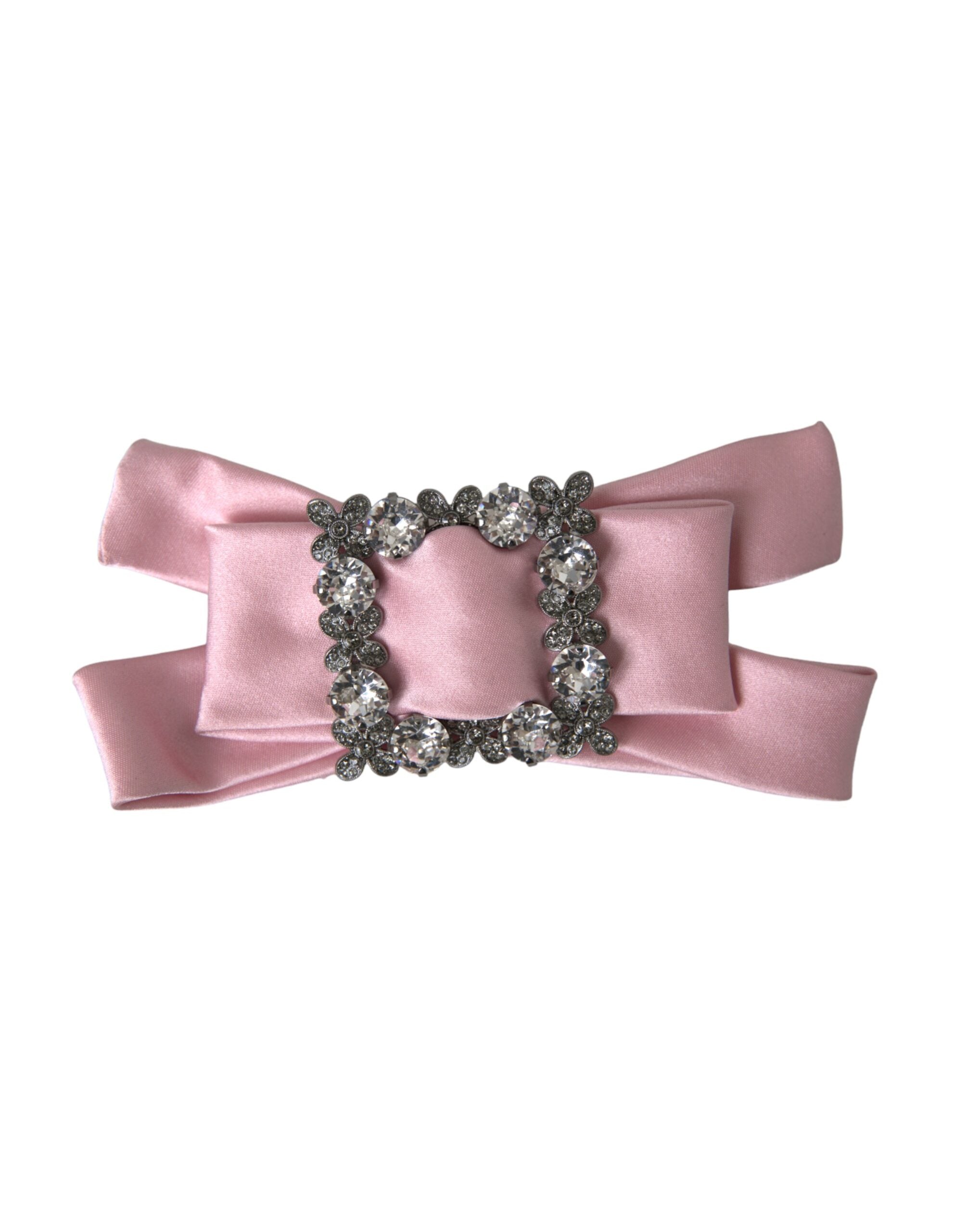 Dolce & Gabbana Rosa Satin Kristall Schmuck Brosche Haarnadel