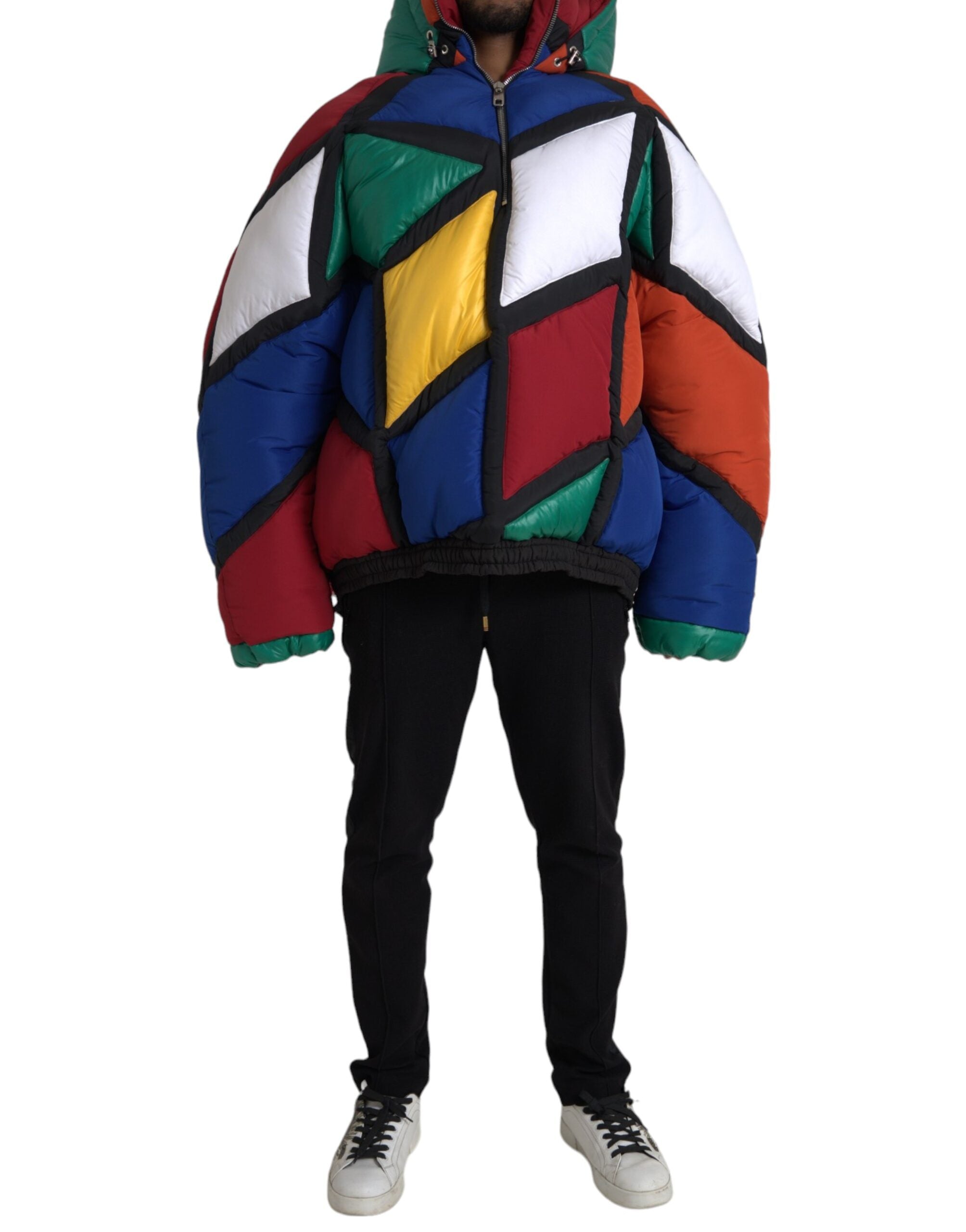 Dolce & Gabbana – Mehrfarbige Steppjacke mit Kapuze