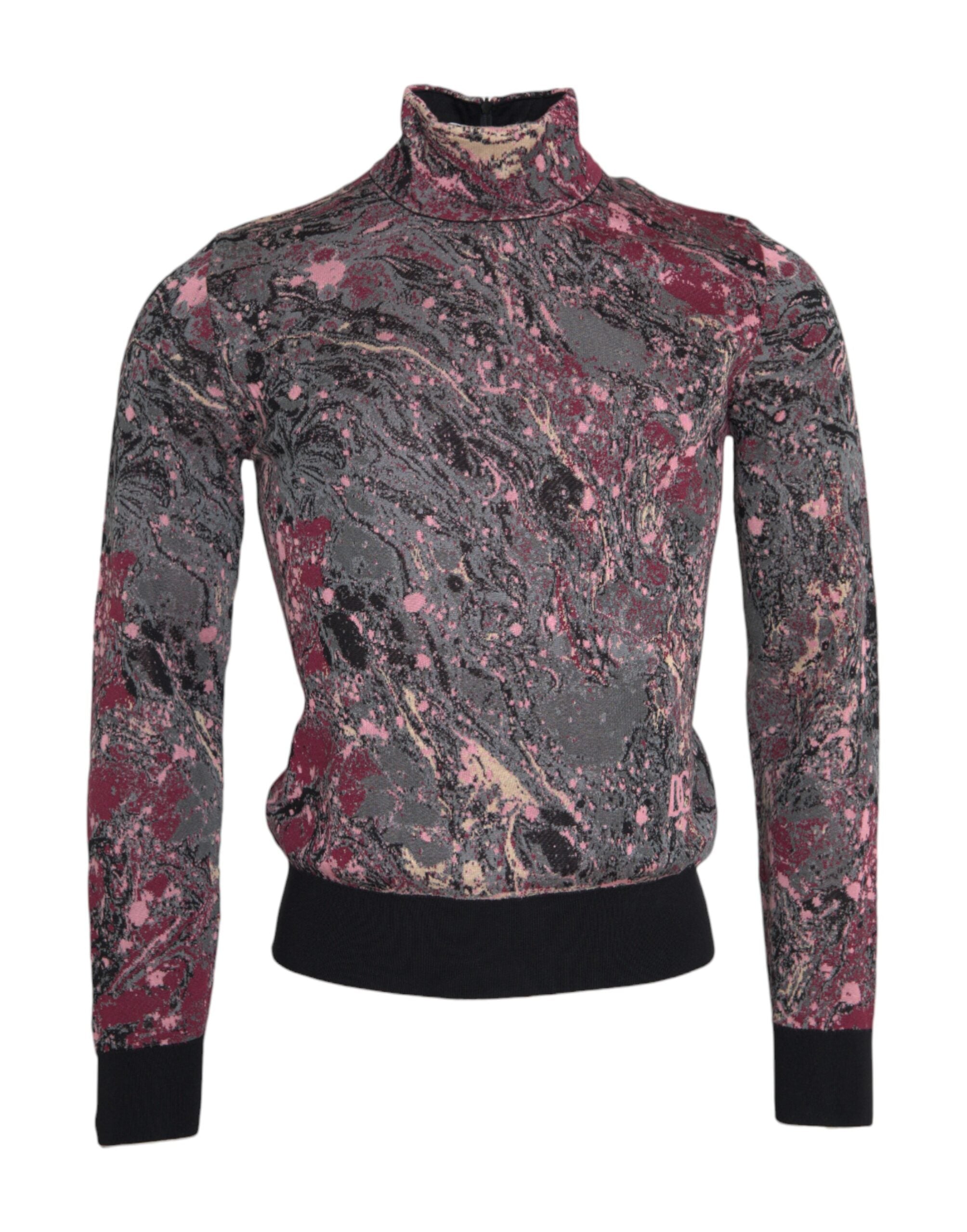 Dolce & Gabbana Herrenpullover mit Rollkragen und mehrfarbiger Grafik