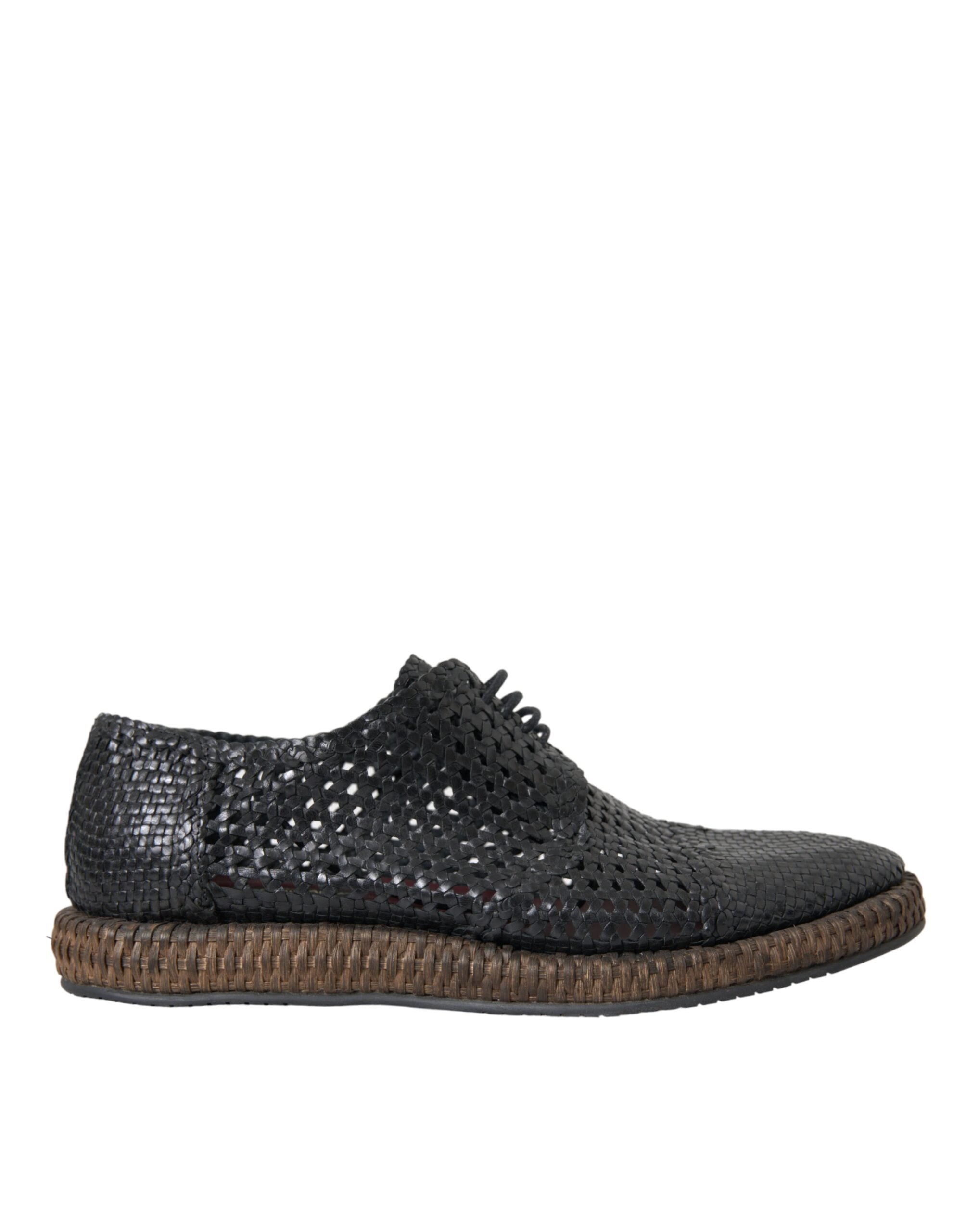 Dolce & Gabbana – Derby-Schnürschuhe aus gewebtem Ziegenleder in Schwarz