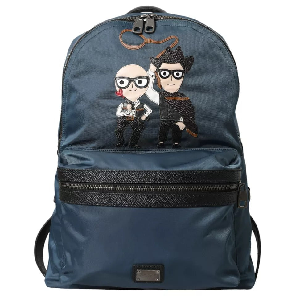 Dolce & Gabbana Blauer Nylon-Rucksack mit #DGFamily-Patch für Männer