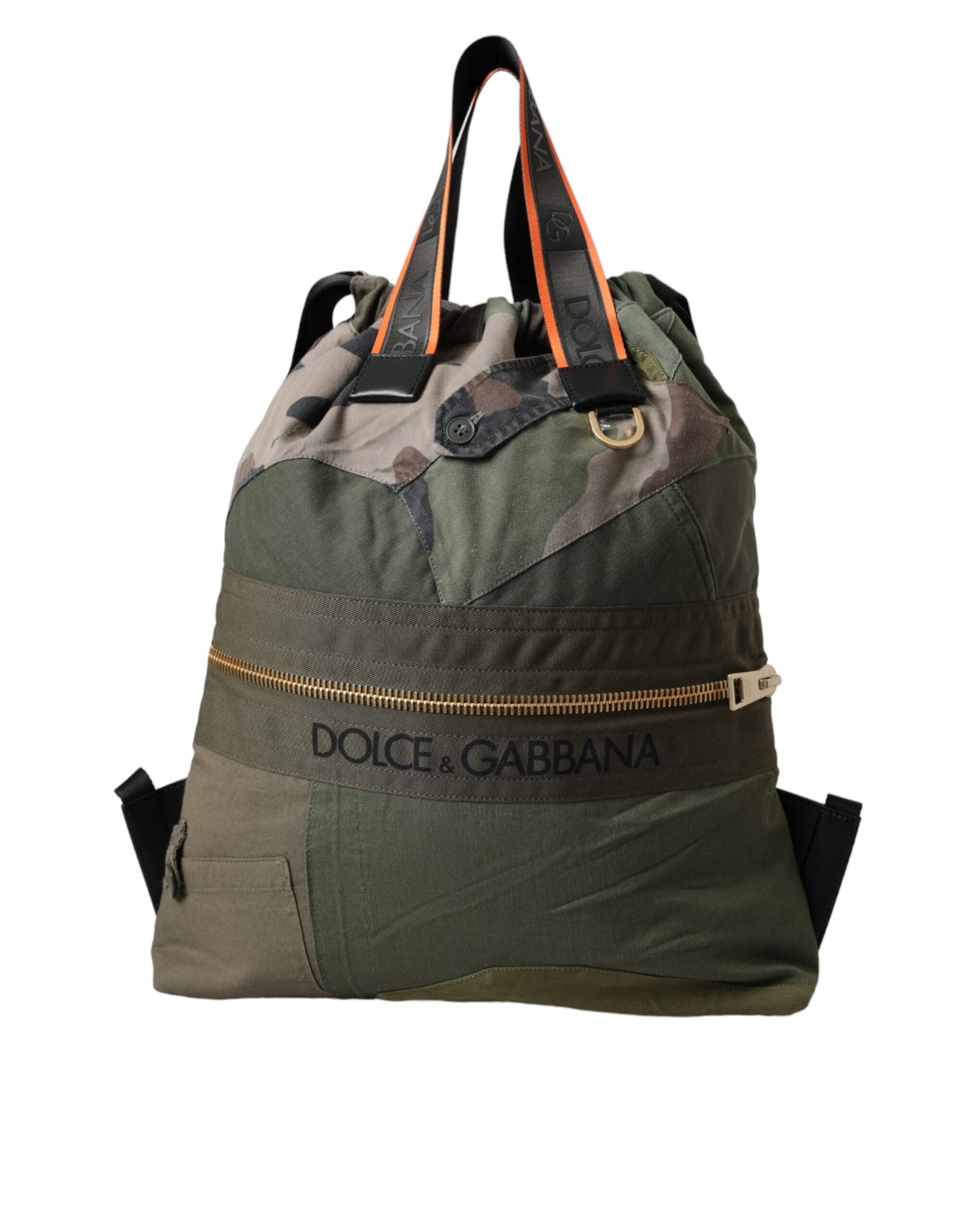 Dolce & Gabbana Militärgrüner Patchwork-Rucksack
