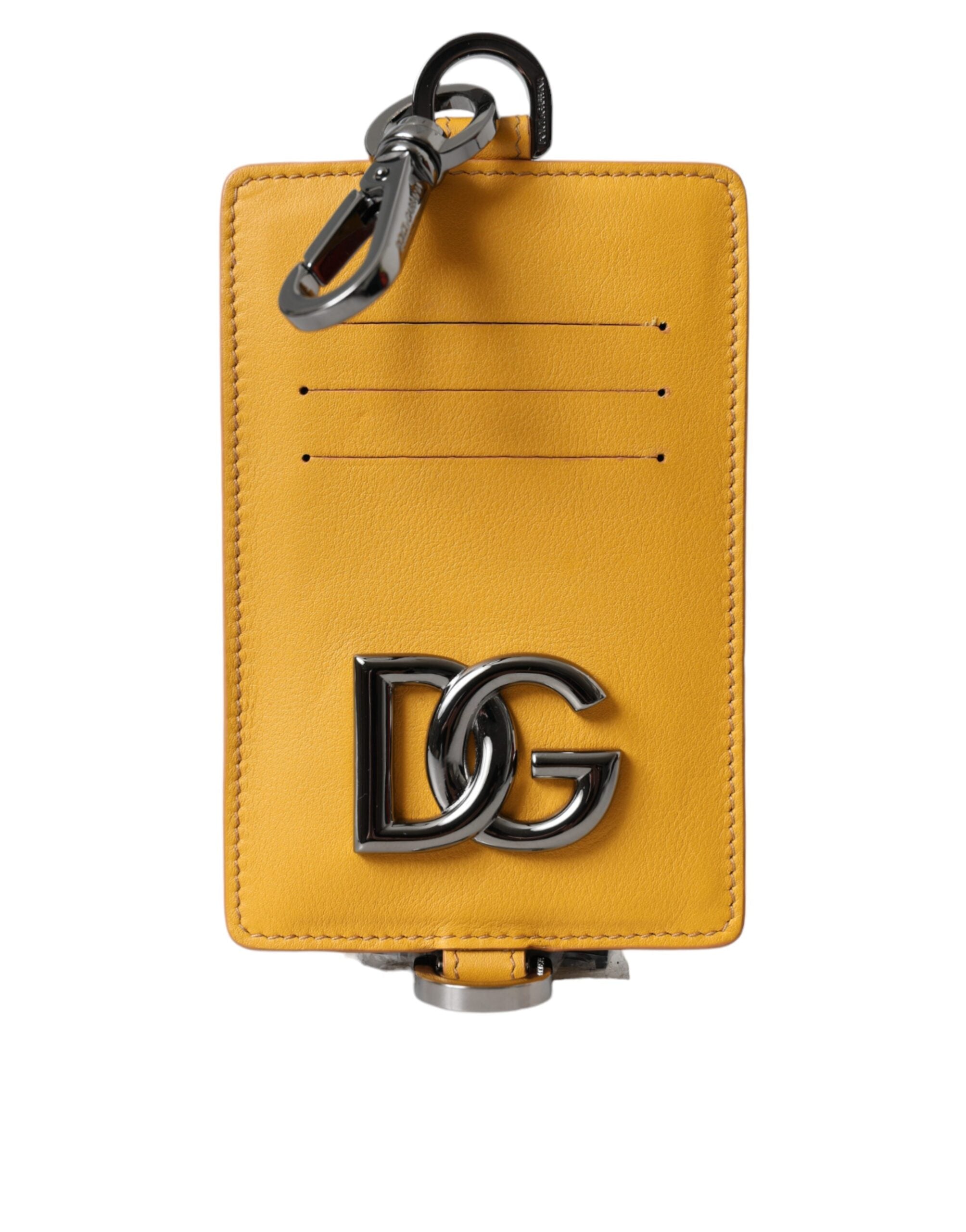 Dolce & Gabbana – Kreditkartenetui aus orangefarbenem Kalbsleder zum Anklipsen