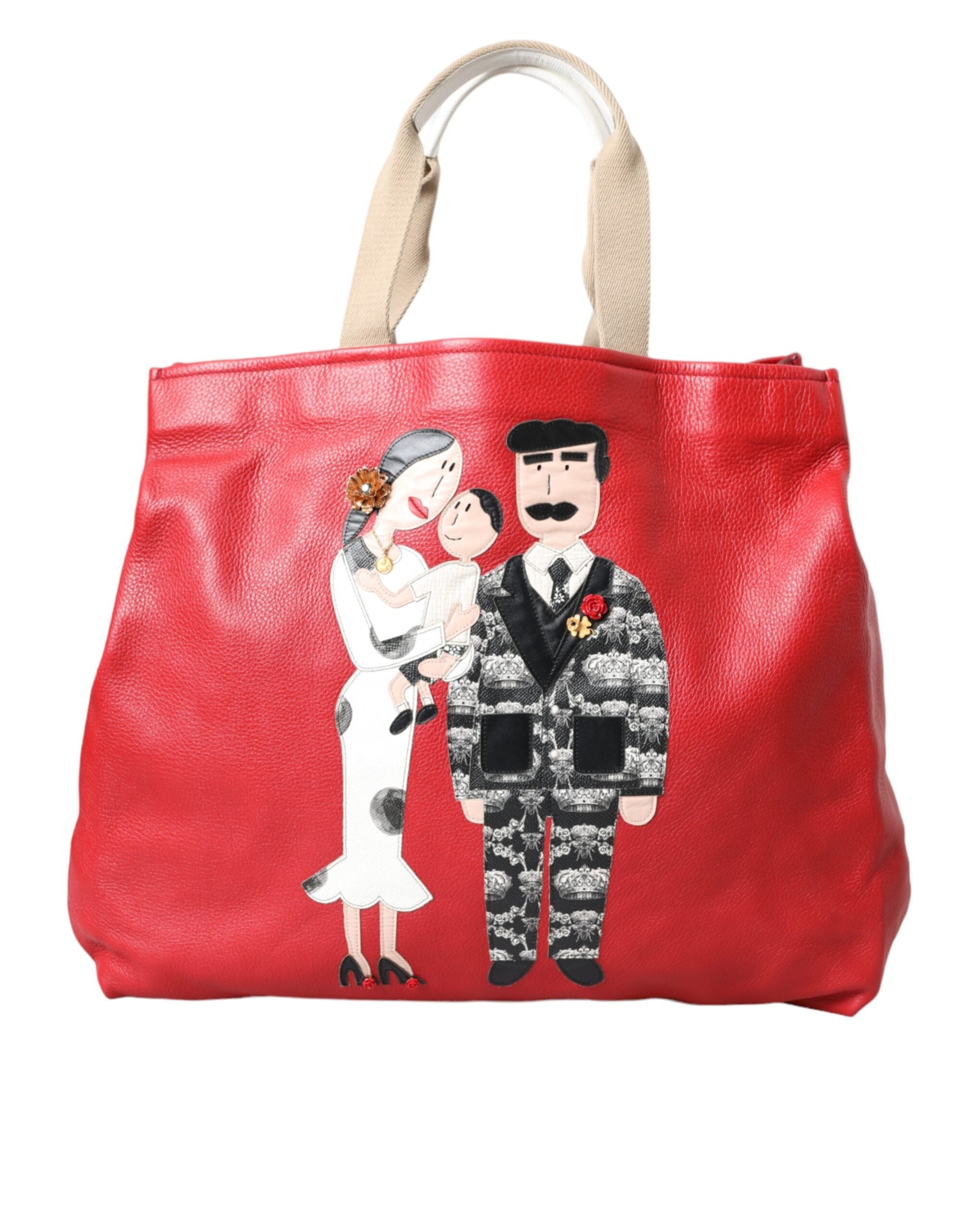 Dolce & Gabbana – Einkaufstasche mit #DGFamily-Patch aus rotem Leder