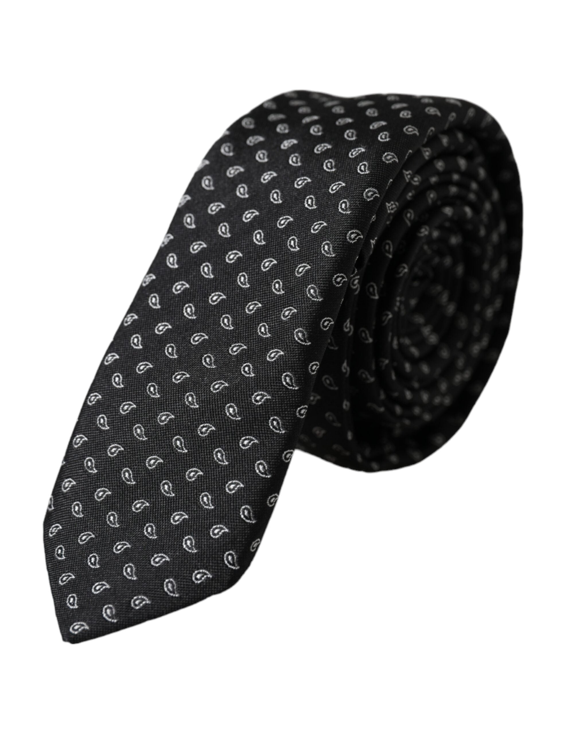 Dolce & Gabbana – Verstellbare Herrenkrawatte aus schwarzer Seide mit Jacquardmuster