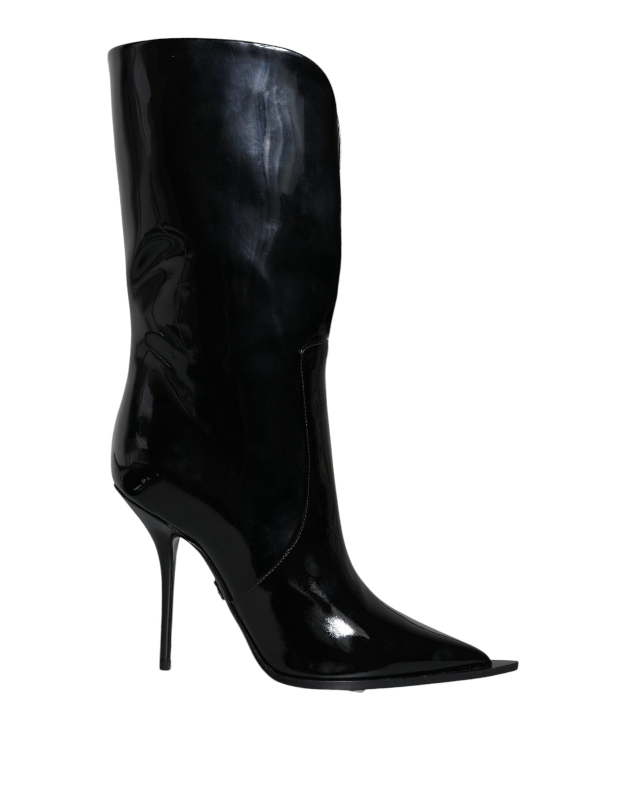 Dolce & Gabbana – Wadenhohe Stiefel aus schwarzem Lackleder