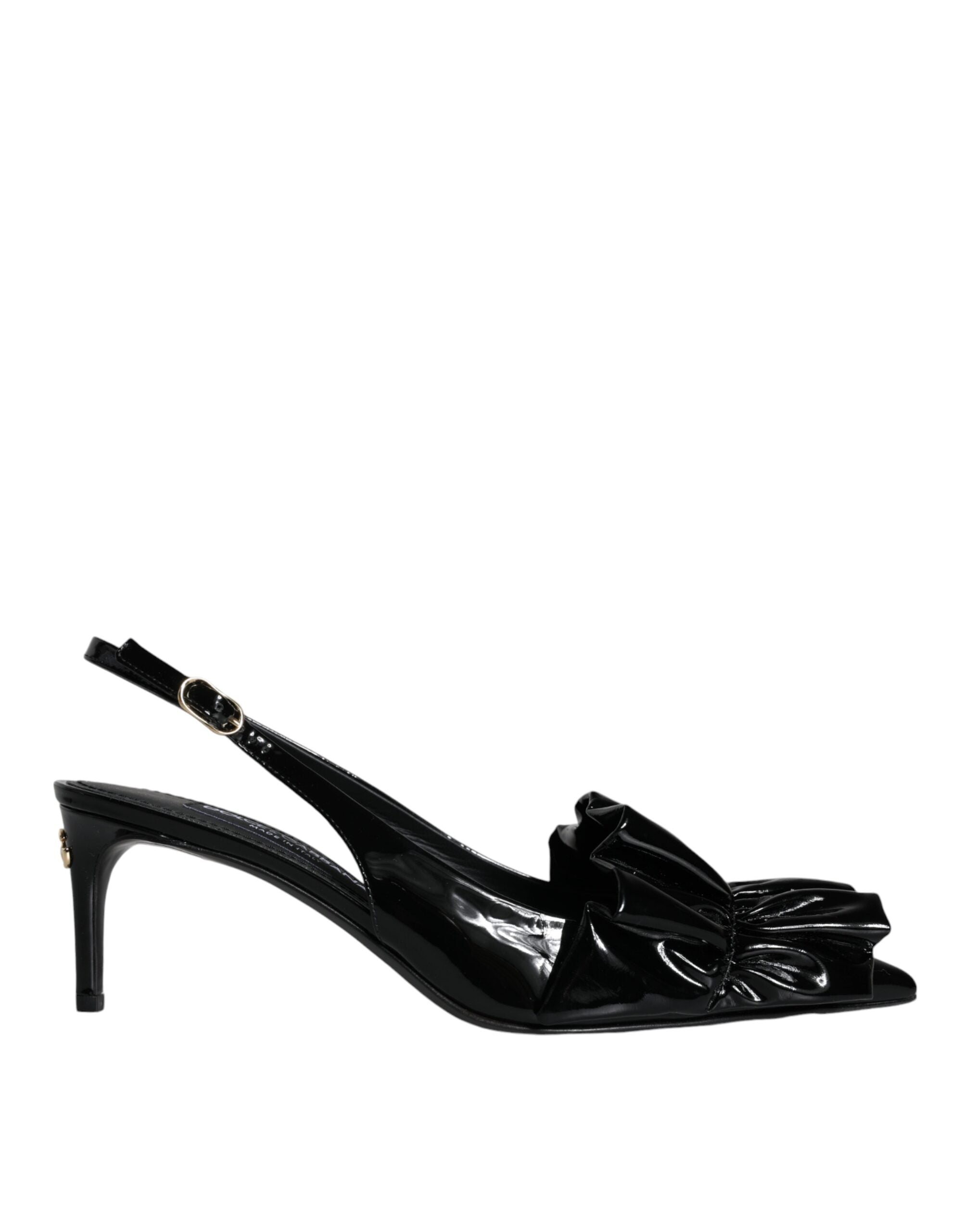Dolce & Gabbana – Slingback-Schuhe aus schwarzem Lackleder mit Absatz