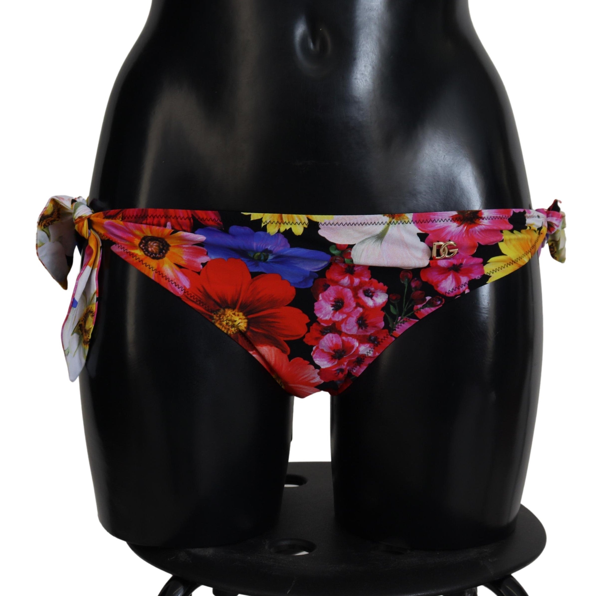 Dolce & Gabbana – Schwarzer Badeanzug mit Blumenmuster und Bikinihose