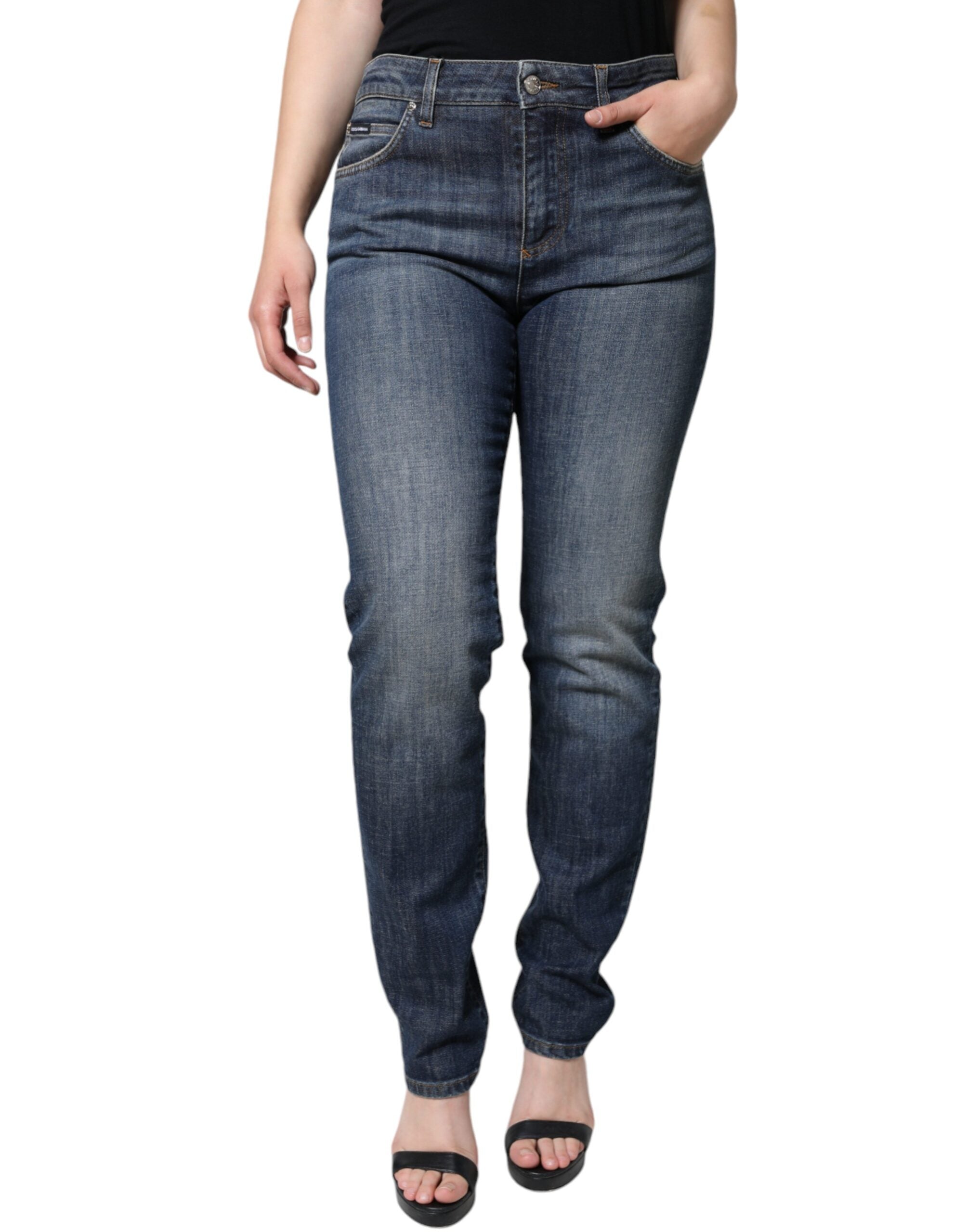 Dolce & Gabbana Dunkelblaue Skinny-Jeans aus Baumwollstretch