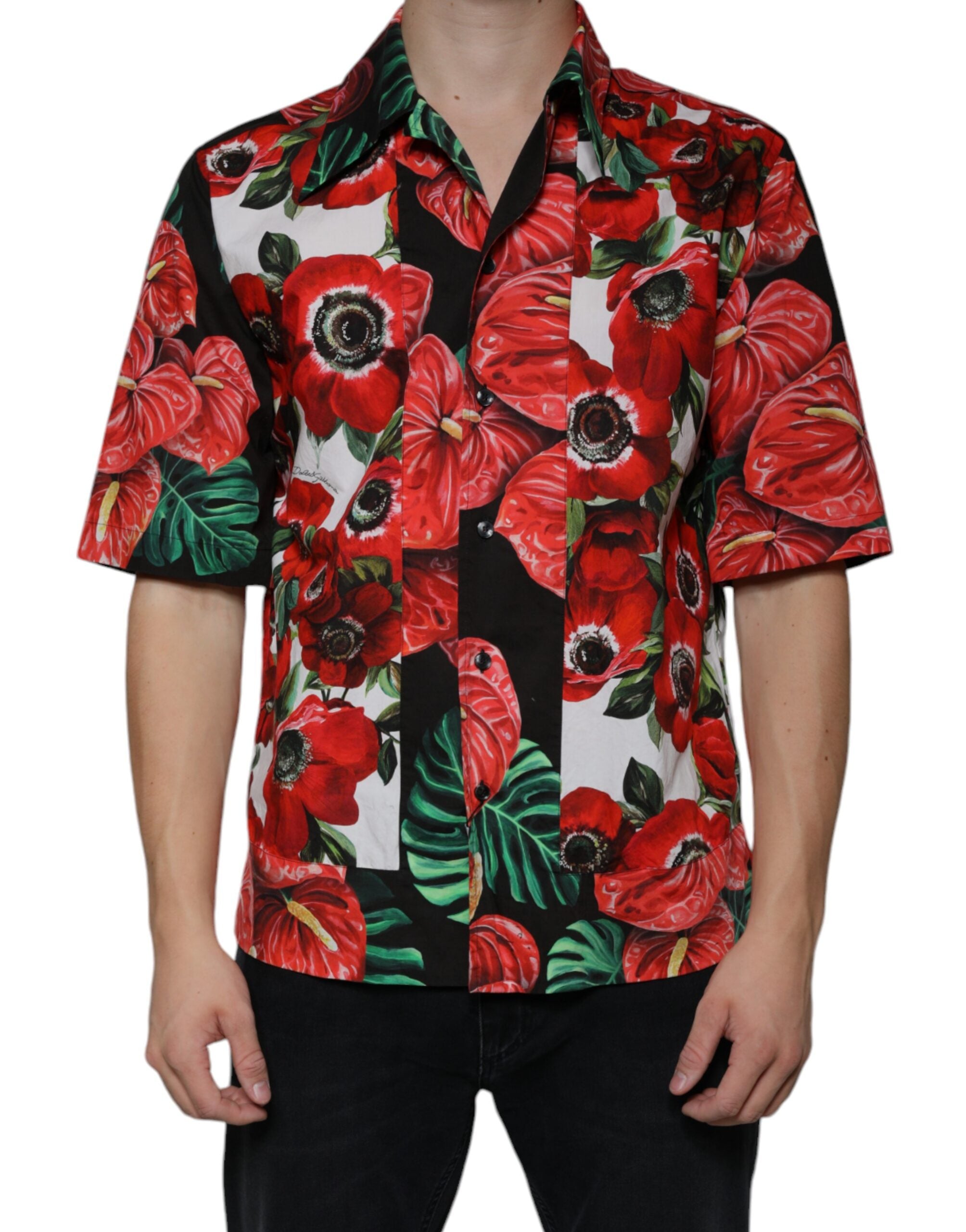 Dolce & Gabbana – Mehrfarbiges Anemonen-Freizeithemd mit Knopfleiste