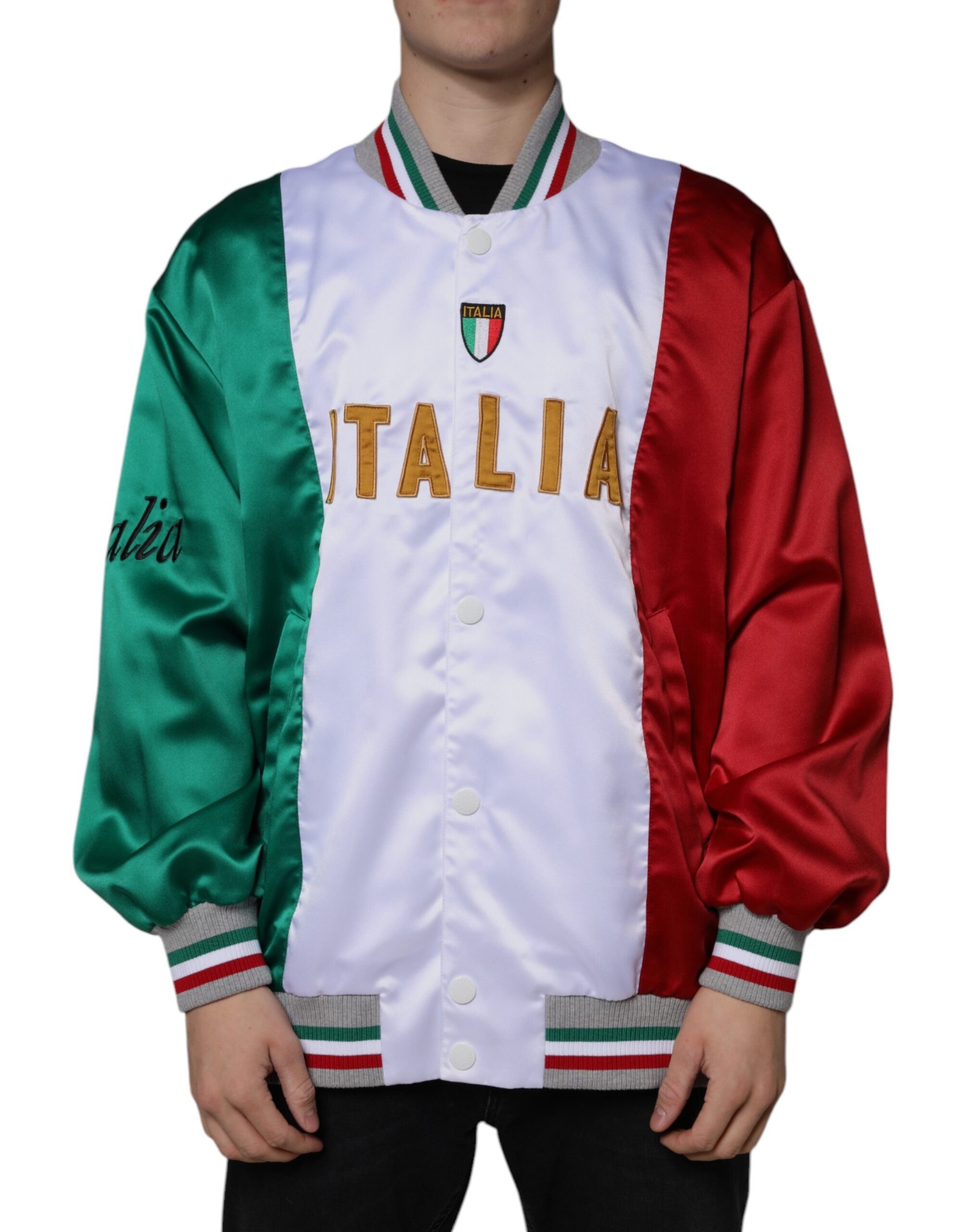 Dolce & Gabbana – Mehrfarbige Italia-Bomberjacke mit Knopfleiste