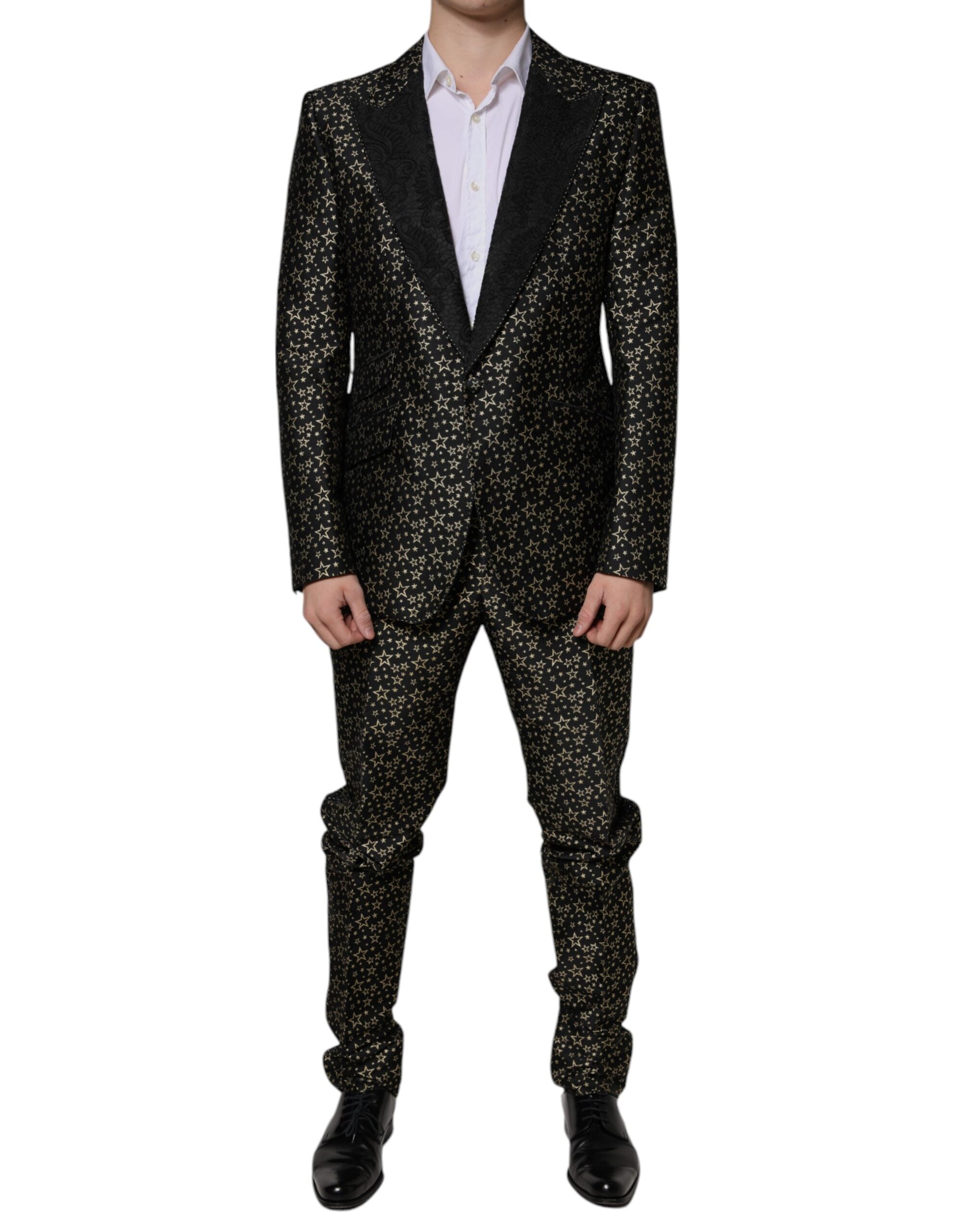 Dolce & Gabbana – SICILIA – 2-teiliger Jacquard-Anzug mit schwarzen Sternen